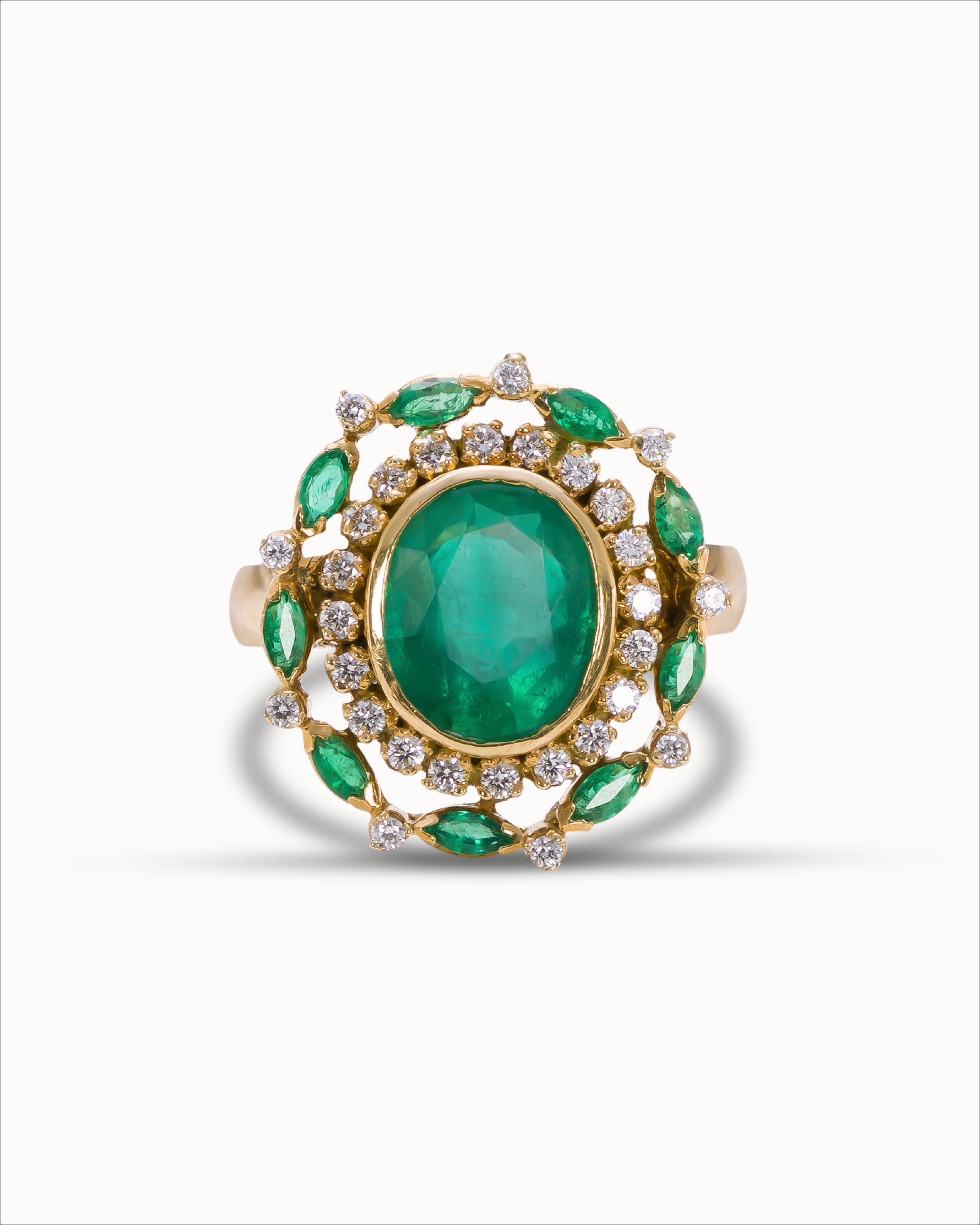 Ahalya Gold & Emerald Ring FR-XEML-AA-04-0006 - Cover View