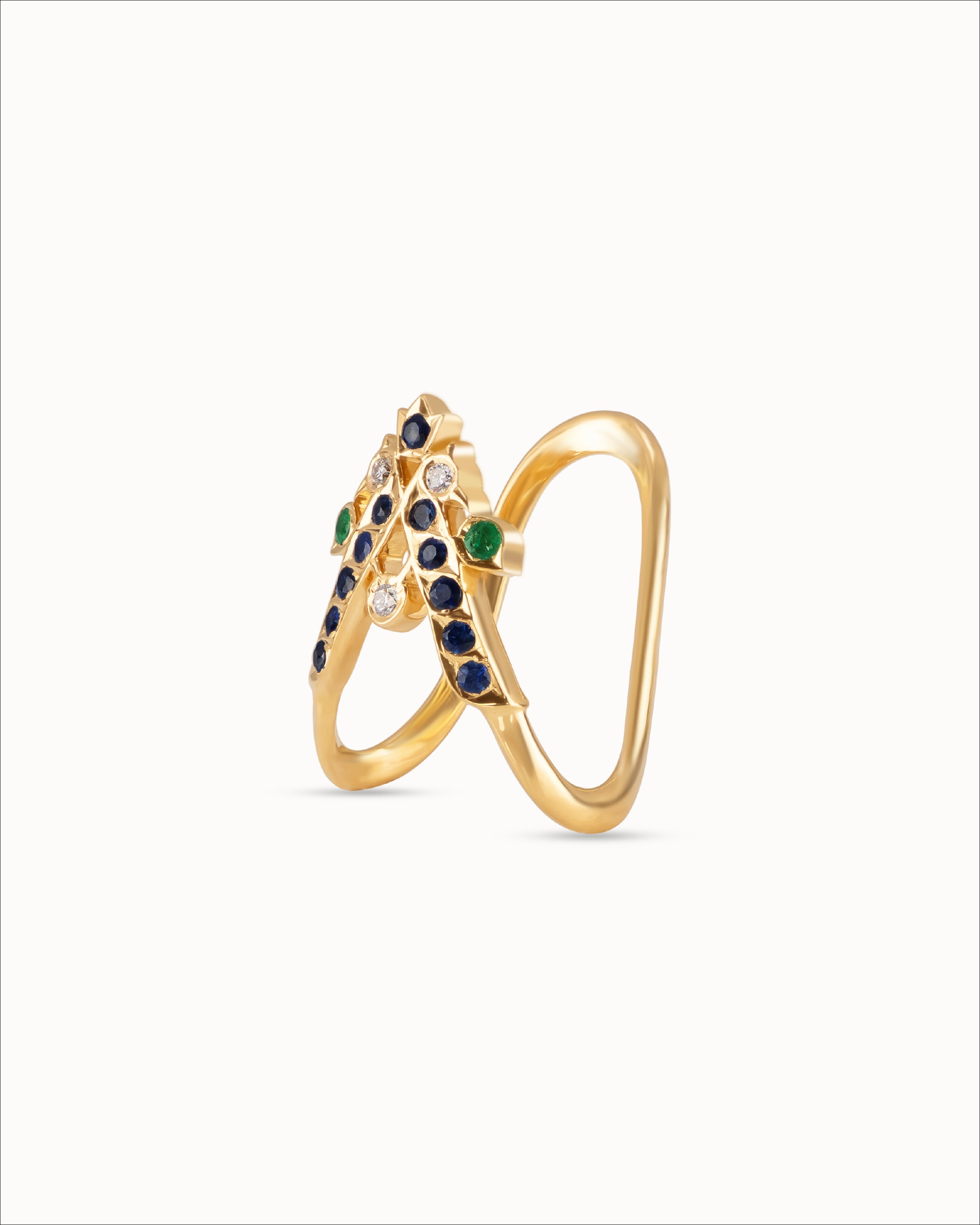 Ahalya Gold & Blue Sapphire Ring FR-XSPR-AA-04-0017 - Detailed View