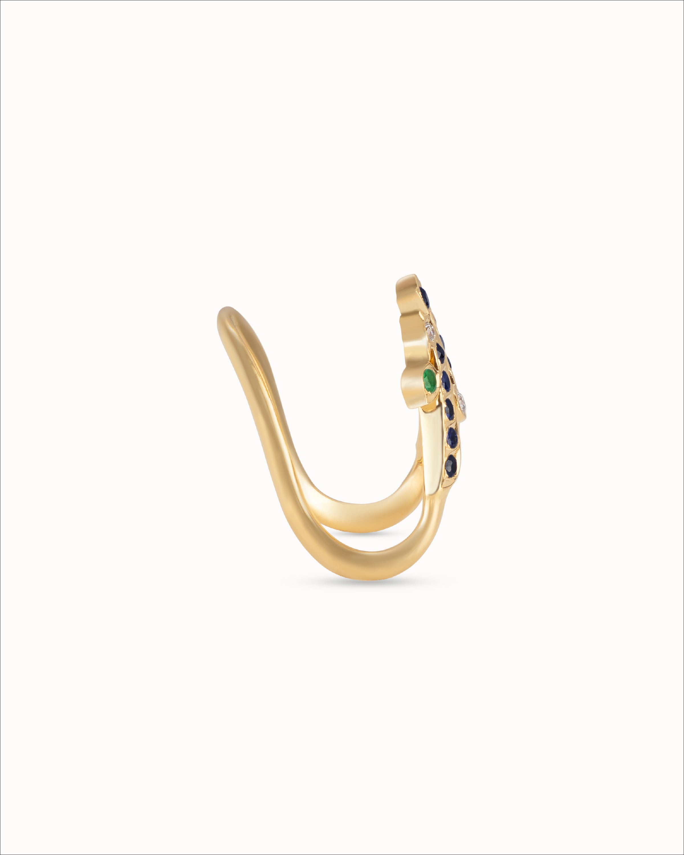Ahalya Gold & Blue Sapphire Ring FR-XSPR-AA-04-0017 - Side View