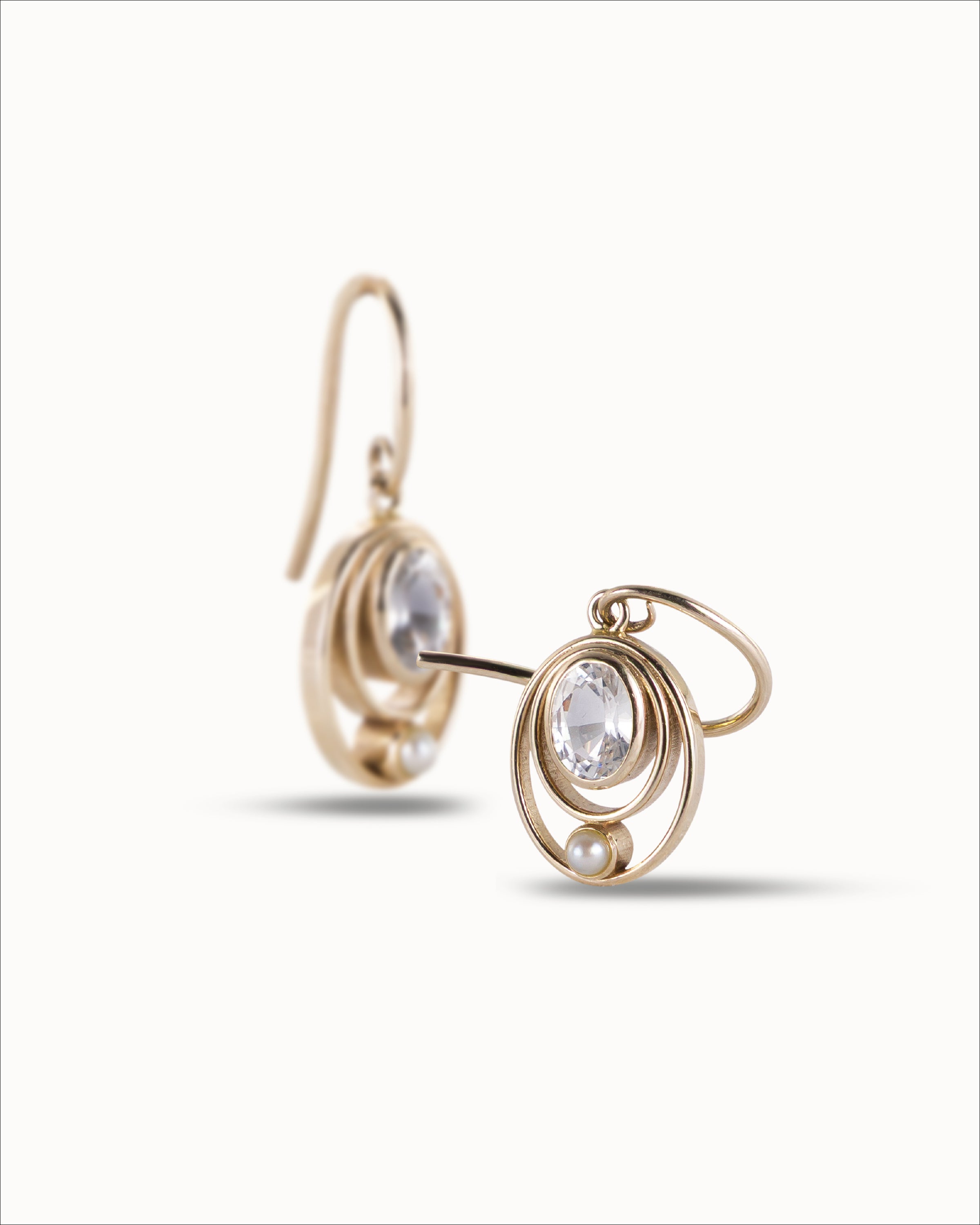 Ahalya Gold & White Sapphire Earrings HG-MXDS-AA-02-0013 - Detailed View