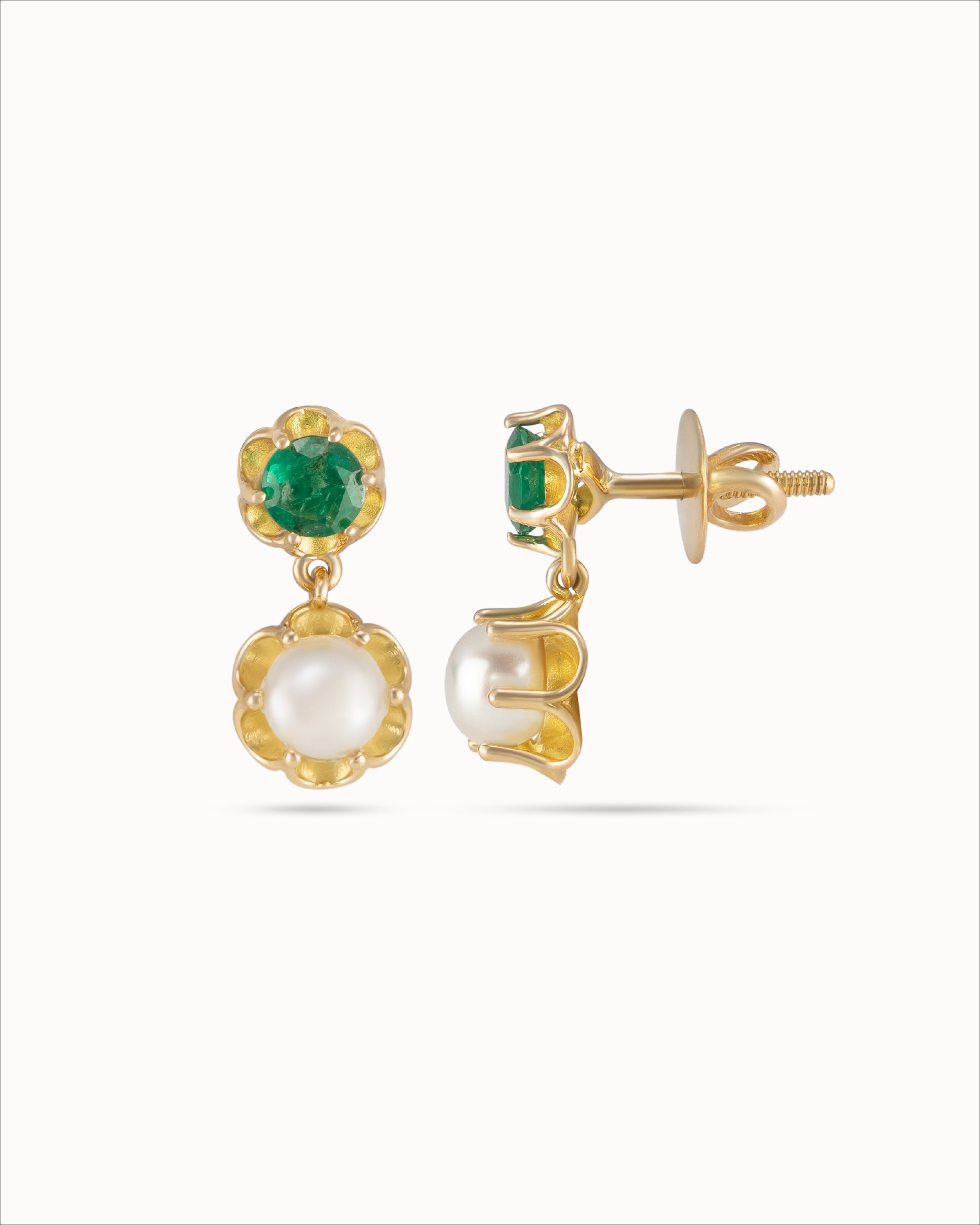 Ahalya Gold & Emerald Earrings HG-MXDS-AA-02-0146 - Side View