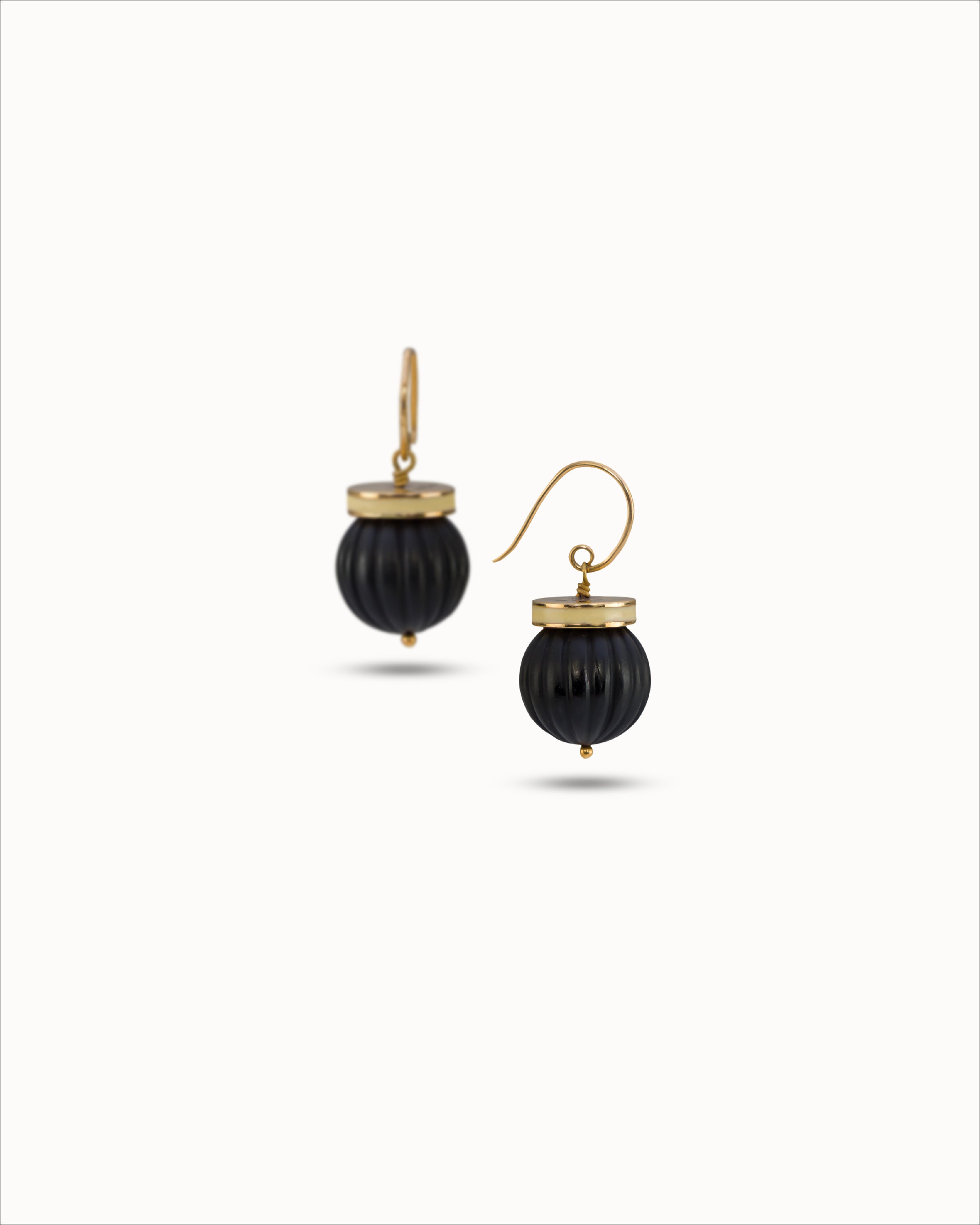 Ahalya Gold & Black Onyx Earrings HG-ONYX-AA-02-0099 - Detailed View