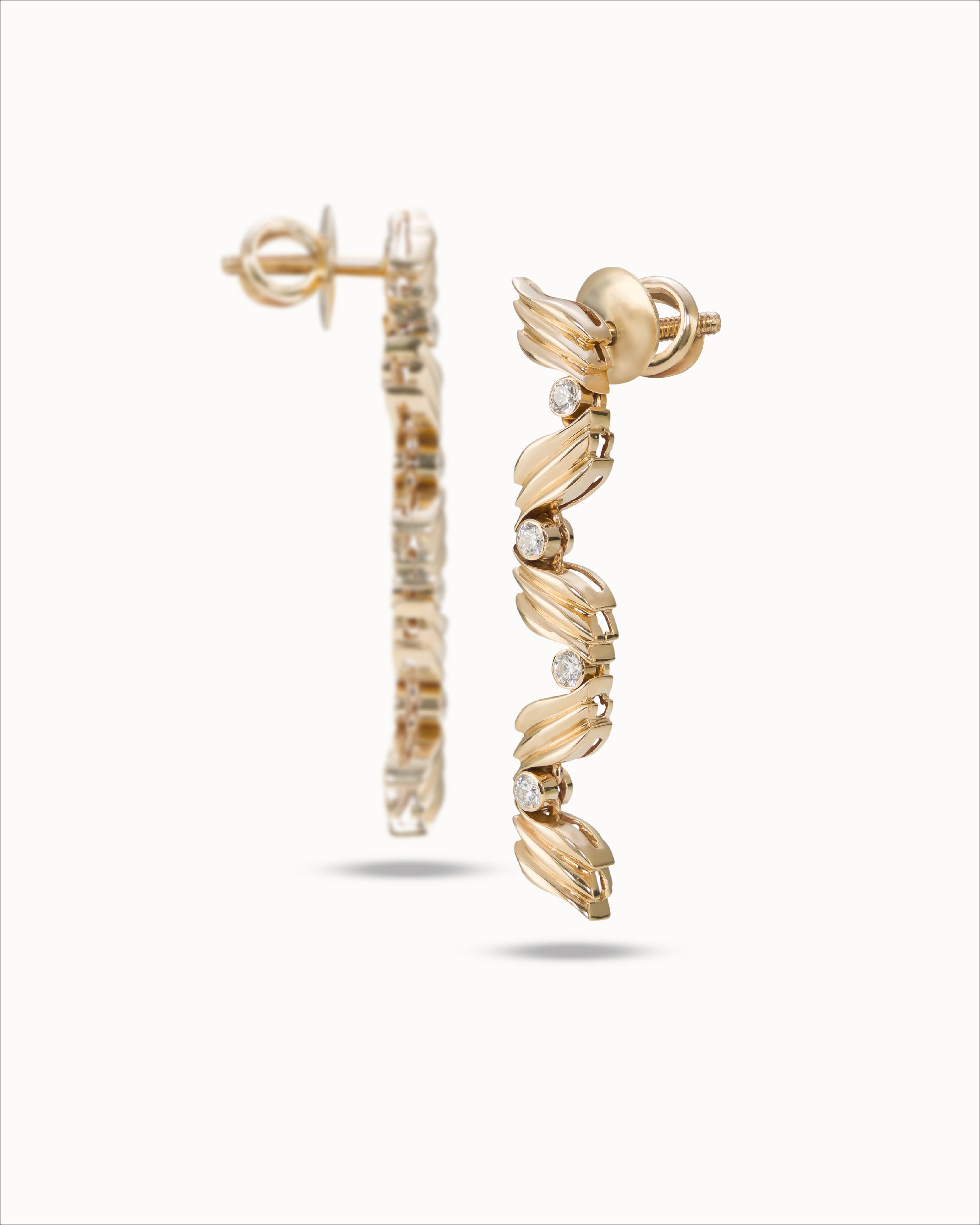 Ahalya Gold & Brilliant Cut Diamond Earrings HG-XBCD-AA-02-0070 -- Detailed View