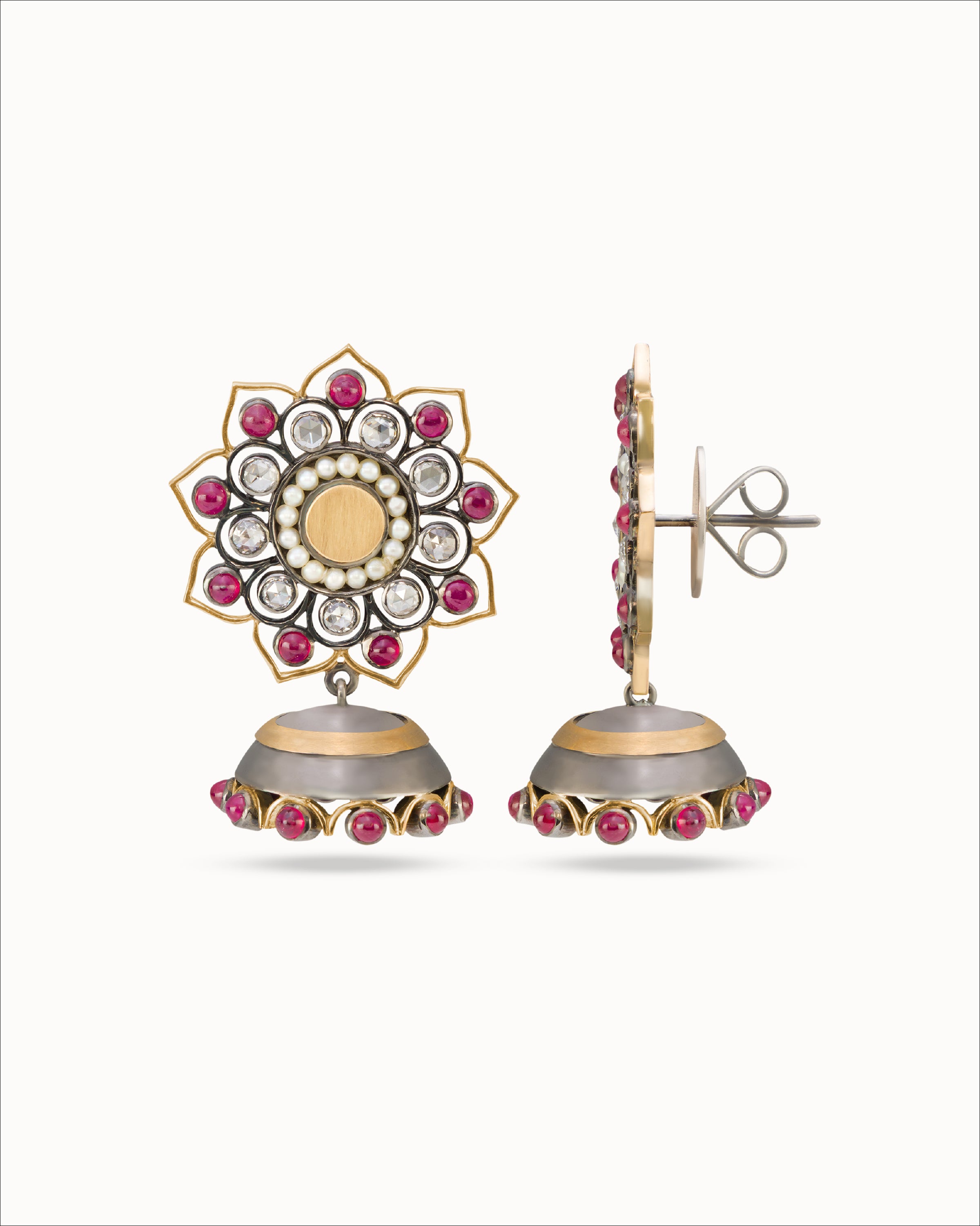 Ahalya Gold & Ruby Earrings JK-XRBY-AA-02-0111 - Screw View