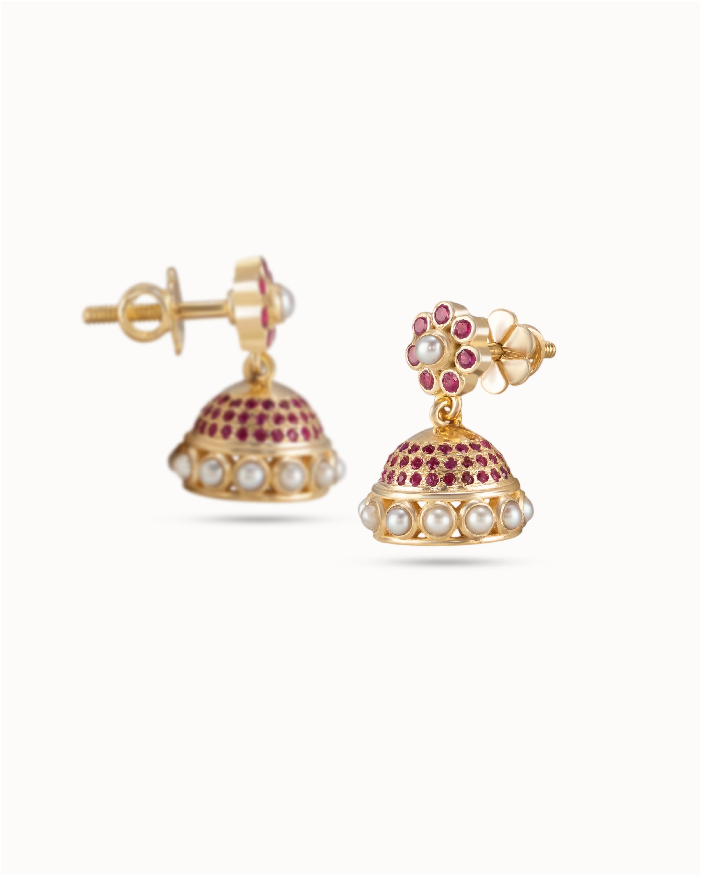 Ahalya Gold & Ruby Earrings JK-XRBY-AA-02-0142 - Detailed View