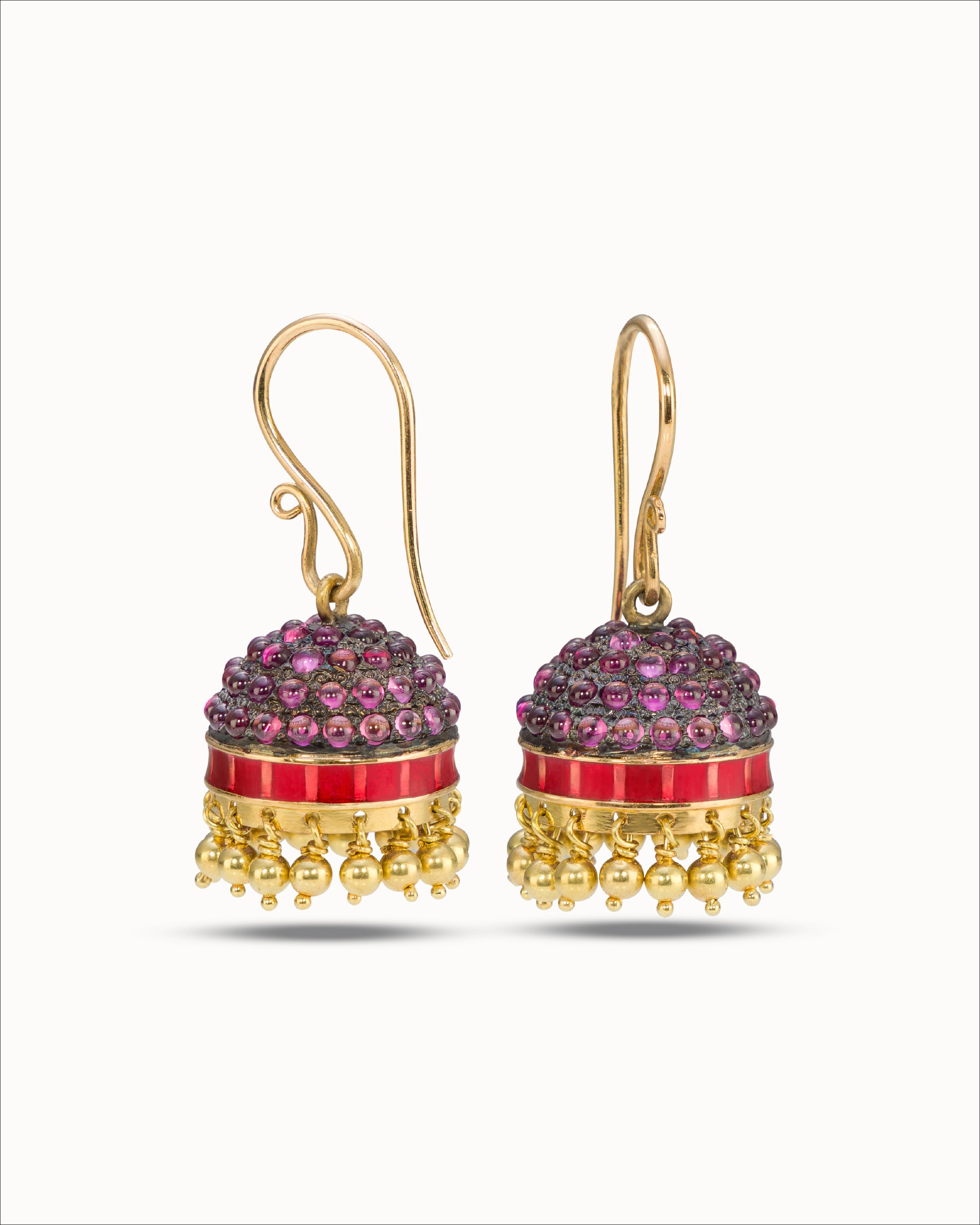 Ahalya Gold & Garnet Earrings JK-XXGT-AA-02-0051 - Hook View
