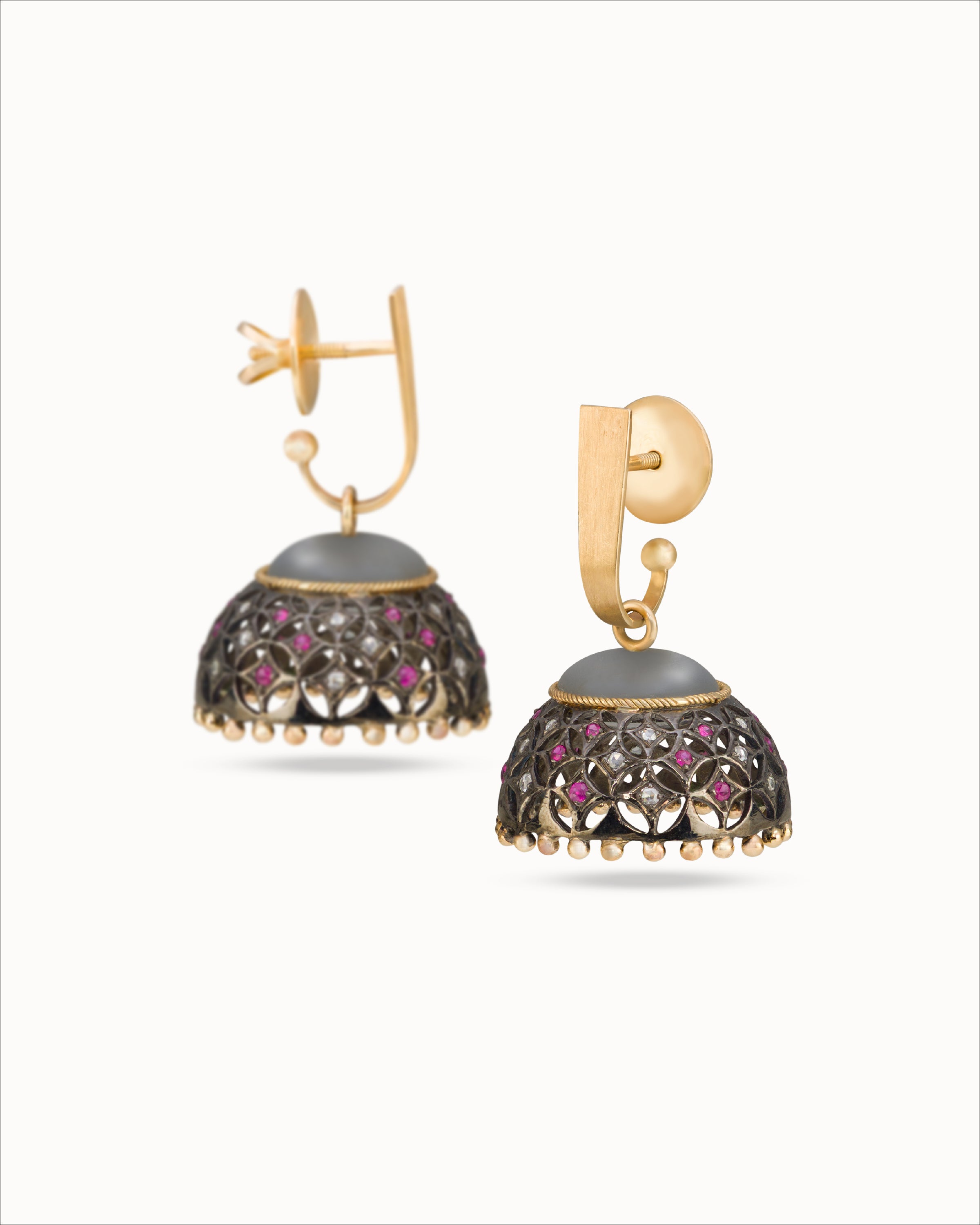 Ahalya Gold & Moonstone Earrings JK-XXMS-AA-02-0109 - Detailed View