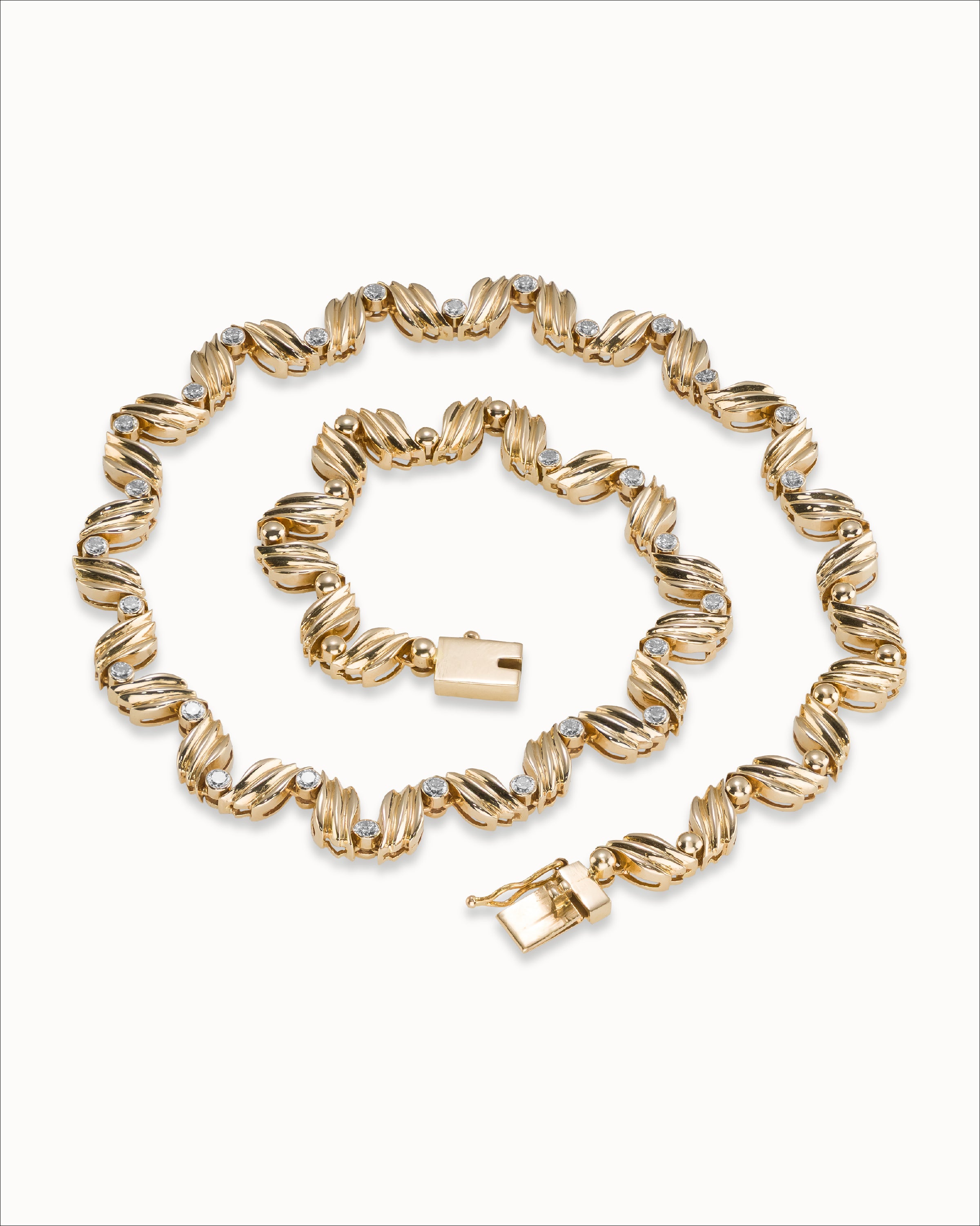 Ahalya Gold & Brilliant Cut Diamond Necklace NE-XBCD-AA-01-0025 - Full View