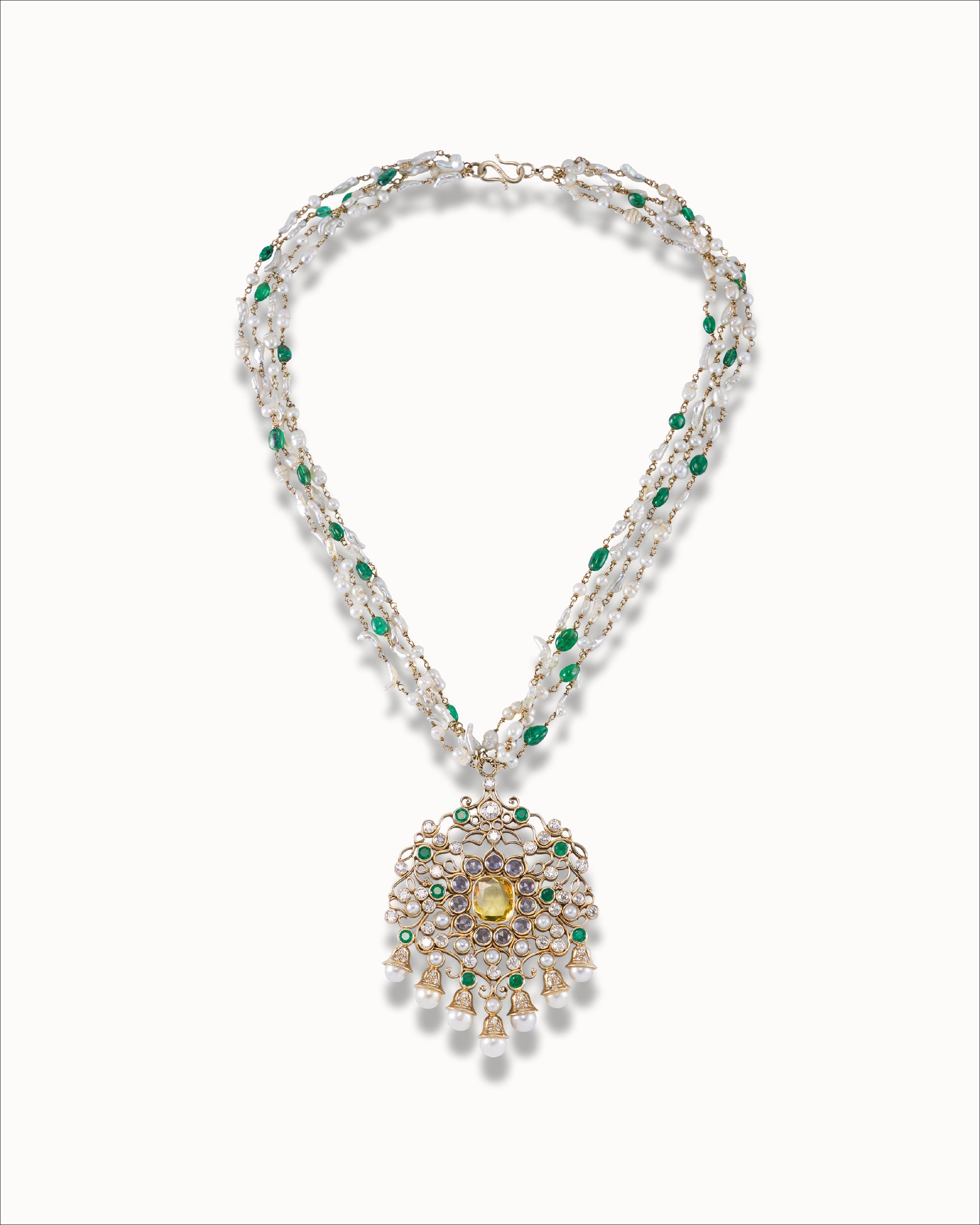 Ahalya Gold & Yellow Sapphire Necklace PD-MXDS-AA-01-0005 - Full View