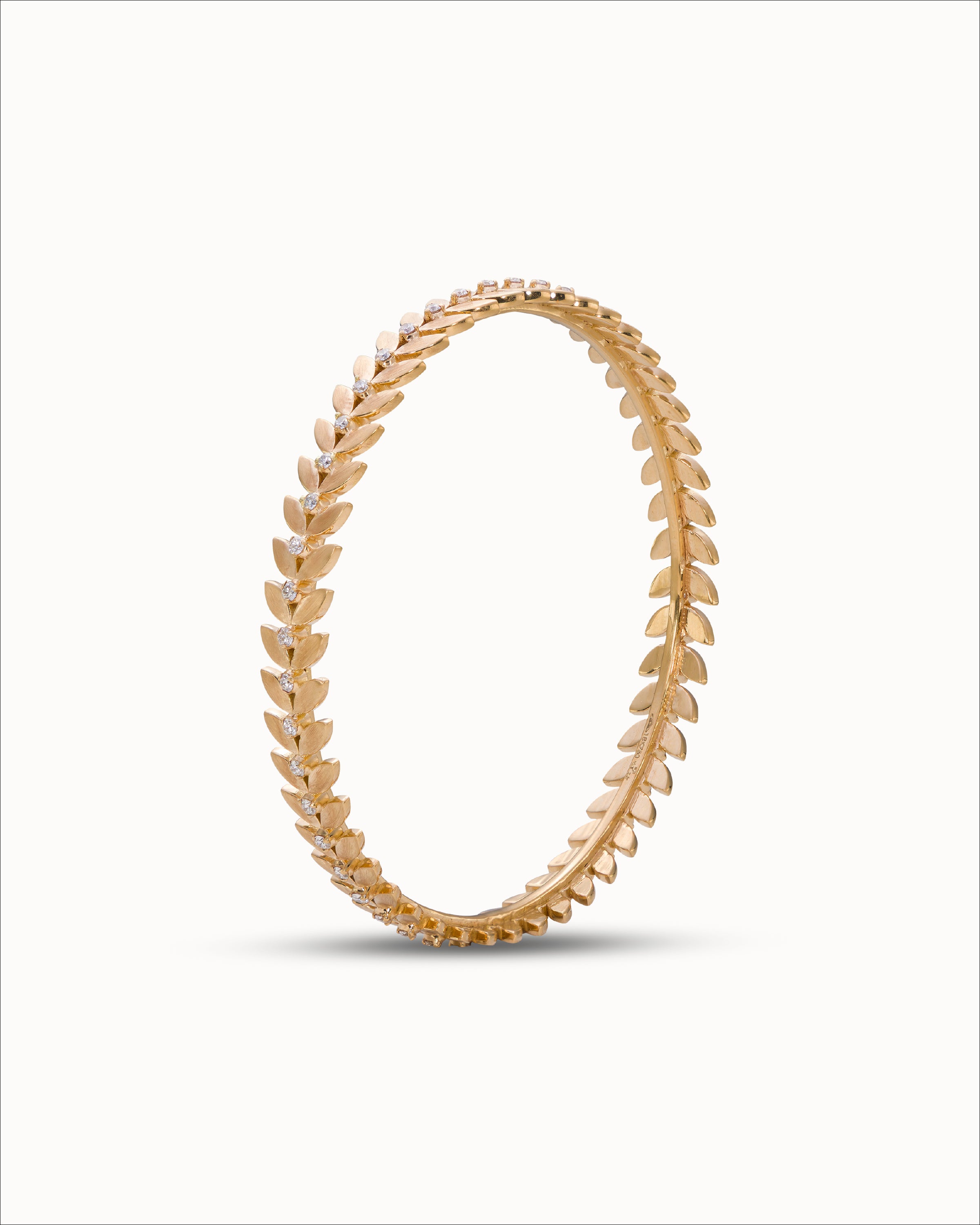 Ahalya Gold & Brilliant Cut Diamond Bangle SB-XBCD-AA-03-0012 - Angled View