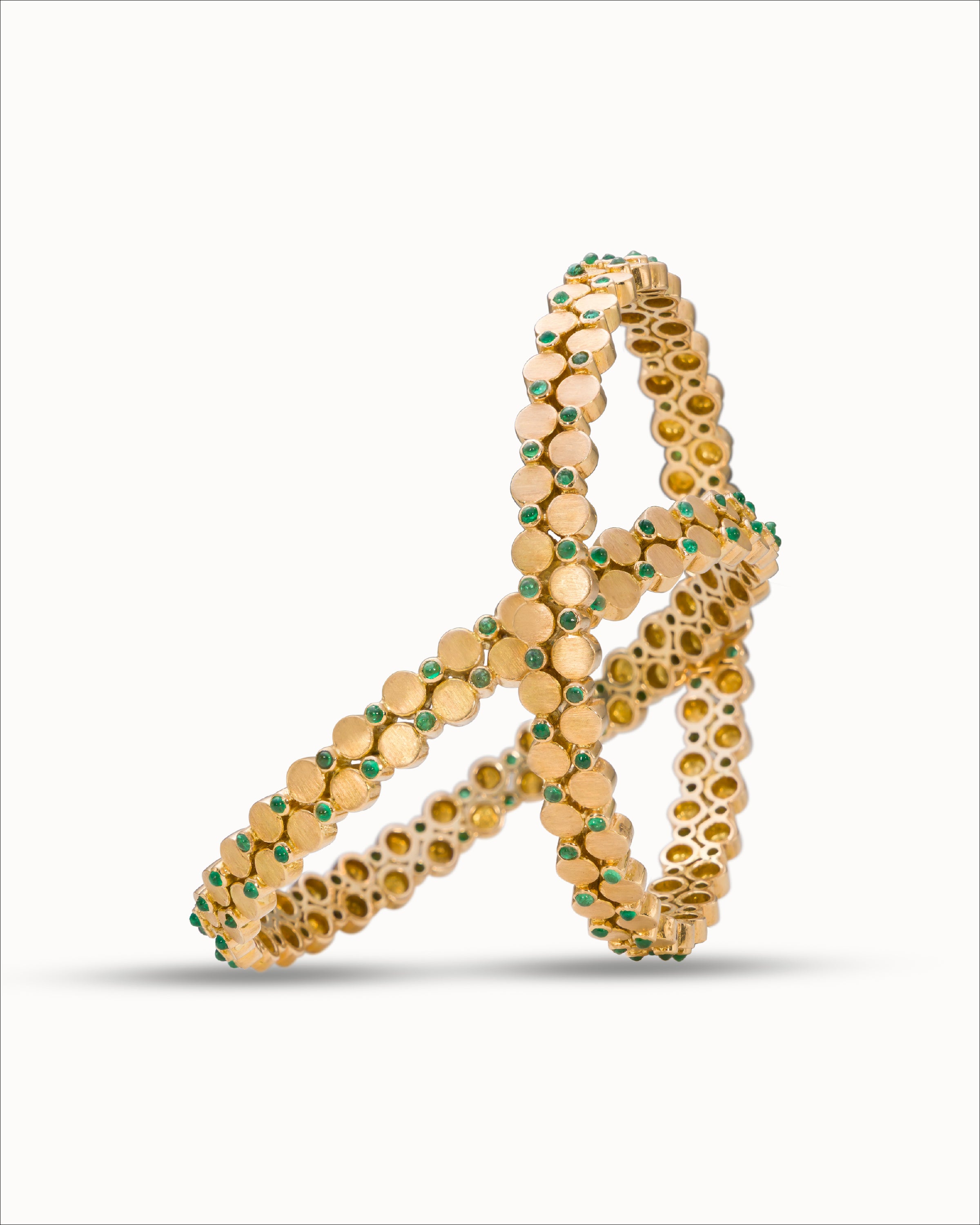 Ahalya Gold & Emerald Bangle SB-XEML-AA-03-0013 - Detailed View