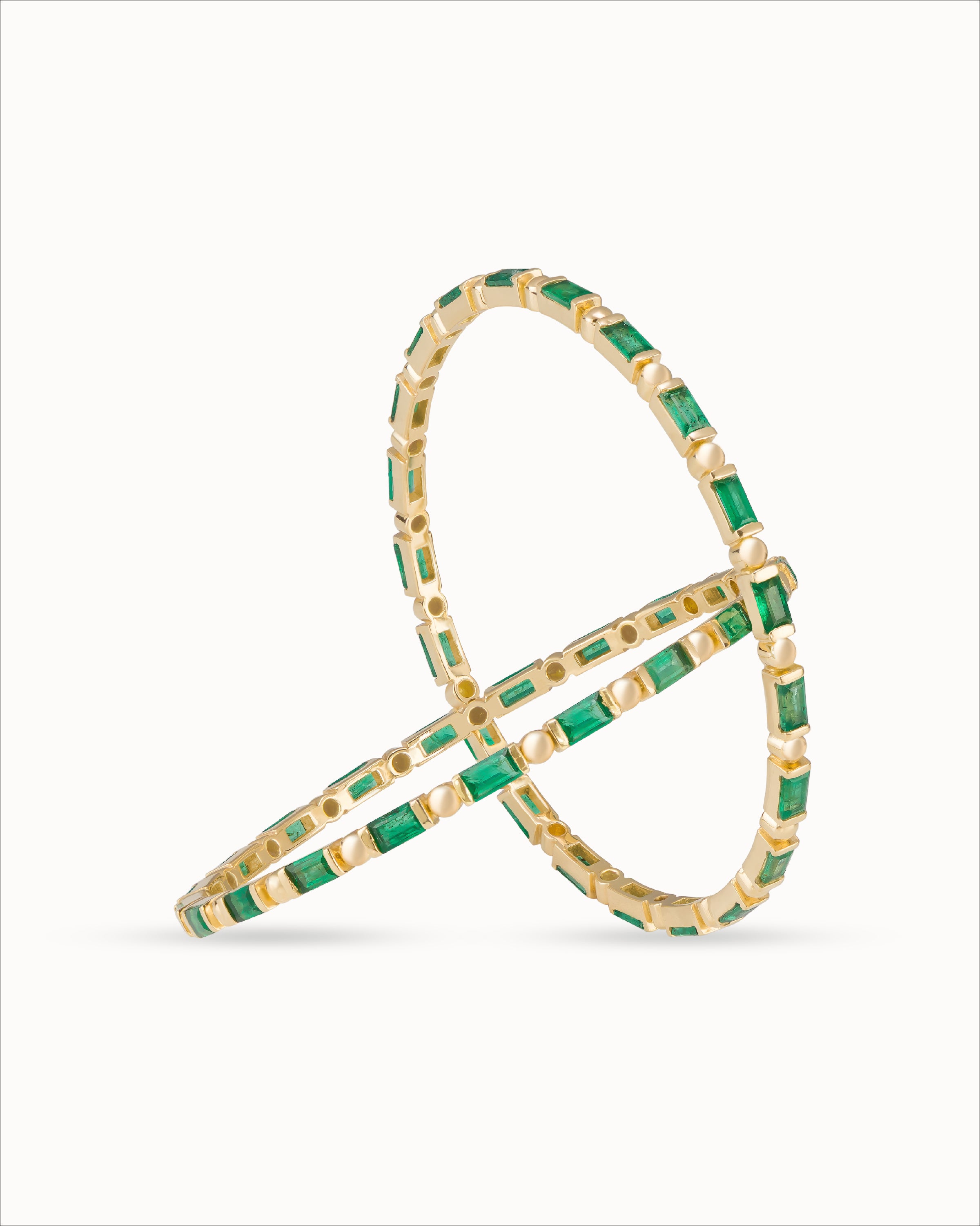 Ahalya Gold & Emerald Bangle SB-XEML-AA-03-0030 - Angled View