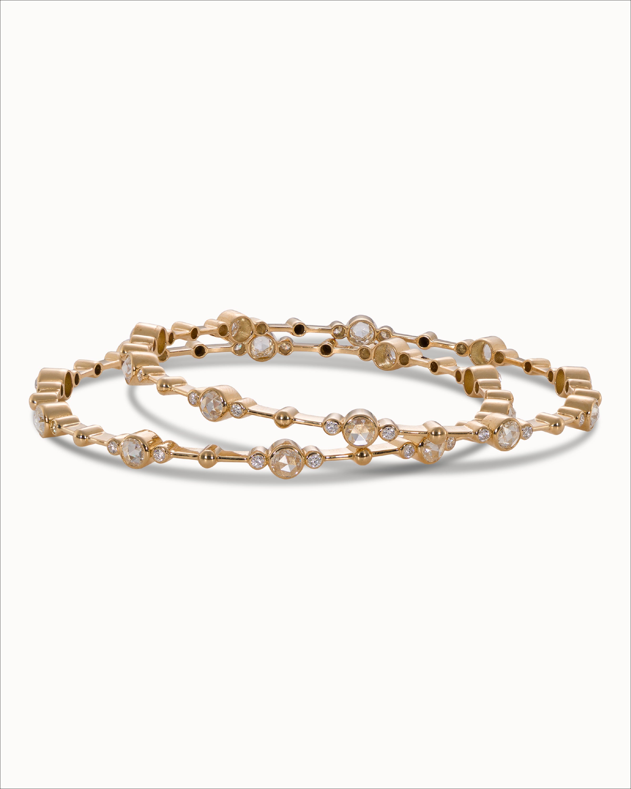 Ahalya Gold & Rose Cut Diamond Bangle SB-XBCD-AA-03-0010 - Angled View