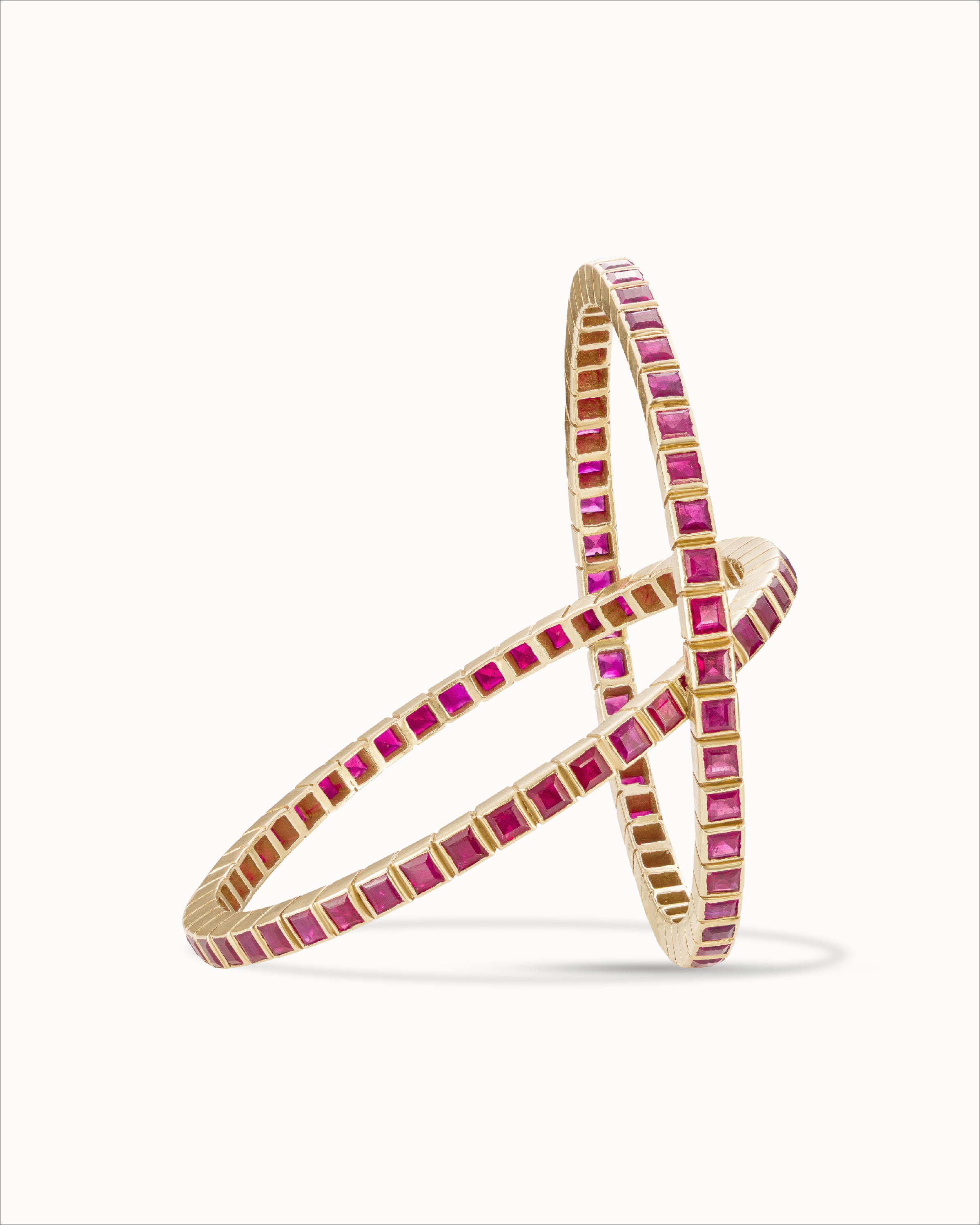 Ahalya Gold & Ruby Bangle SB-XRBY-AA-03-0028 - Angled View
