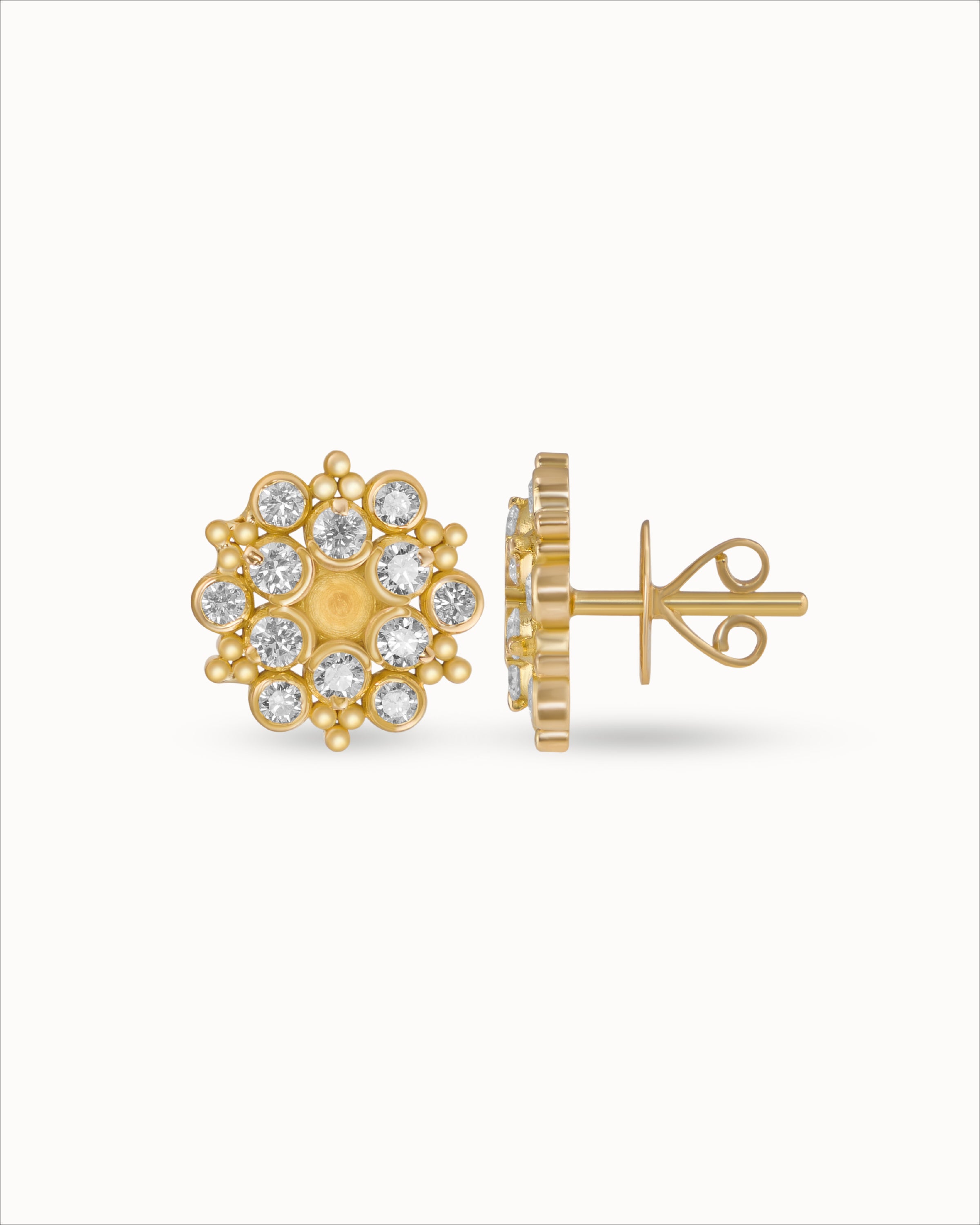 Ahalya Gold & Brilliant Cut Diamond Earrings SD-XBCD-AA-02-0133 - Screw View