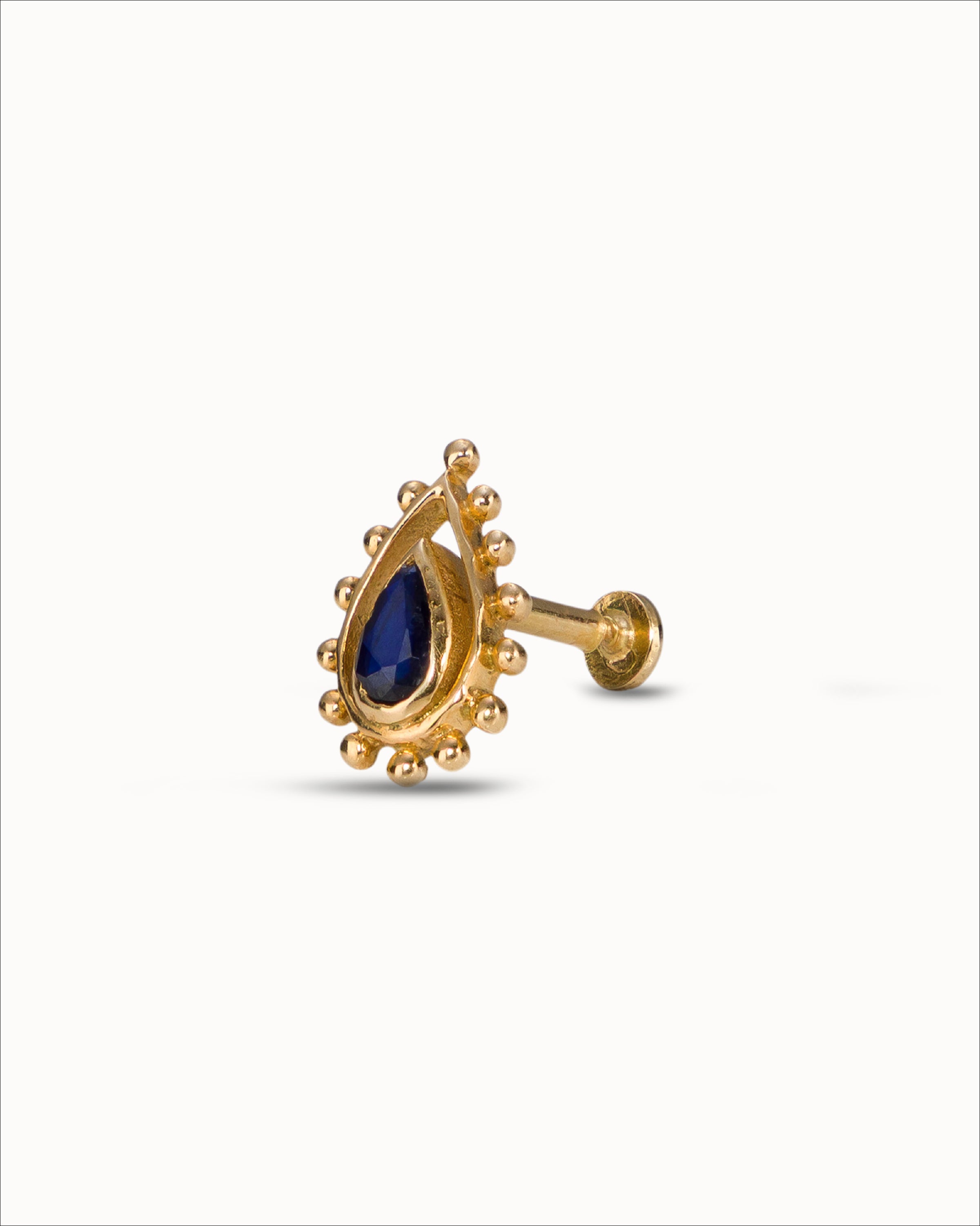 Ahalya Gold & Blue Sapphire Nosepin SM-XSPR-AA-05-0017 - Detailed View
