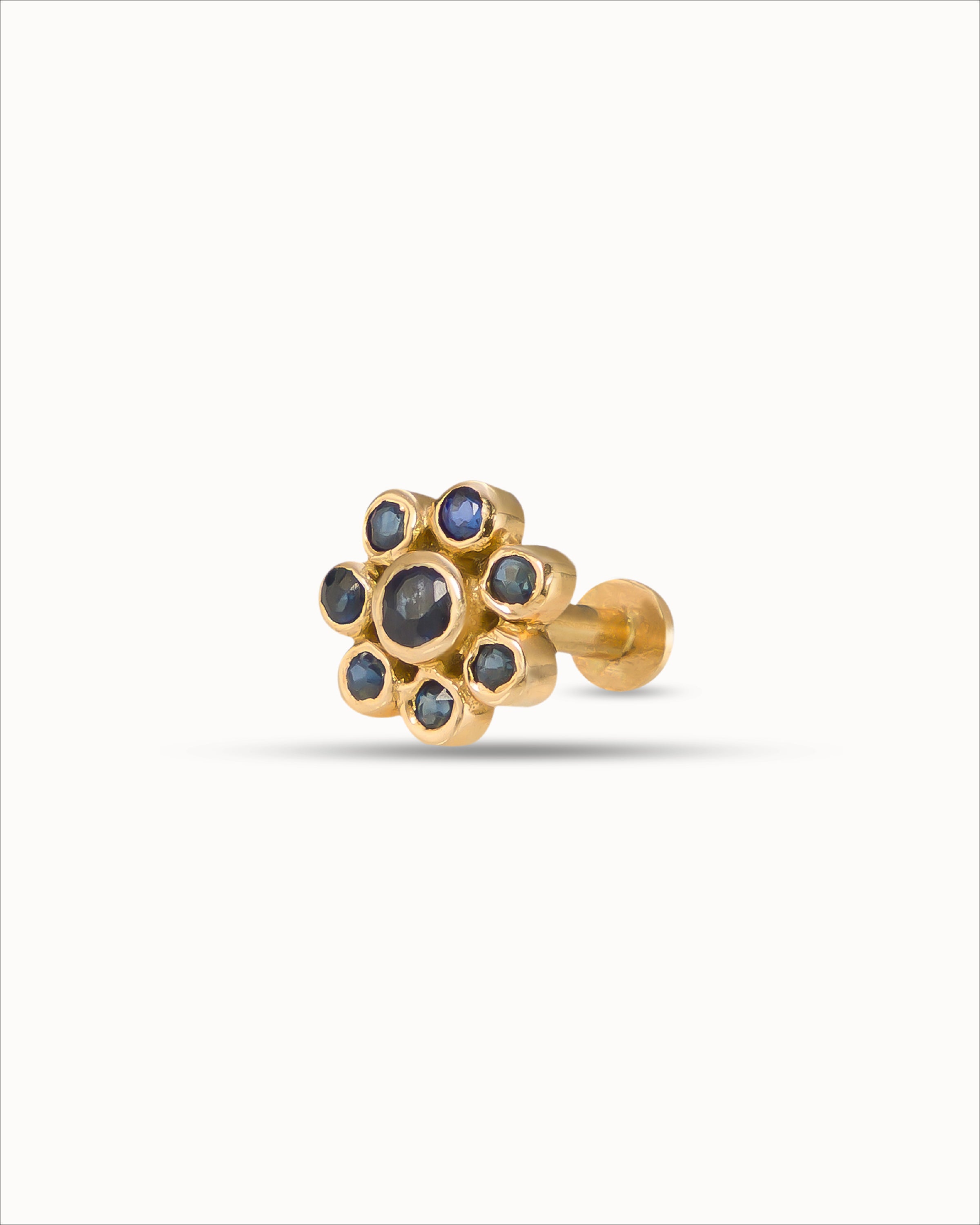 Ahalya Gold & Blue Sapphire Nosepin SM-XSPR-AA-05-0032 - Detailed View