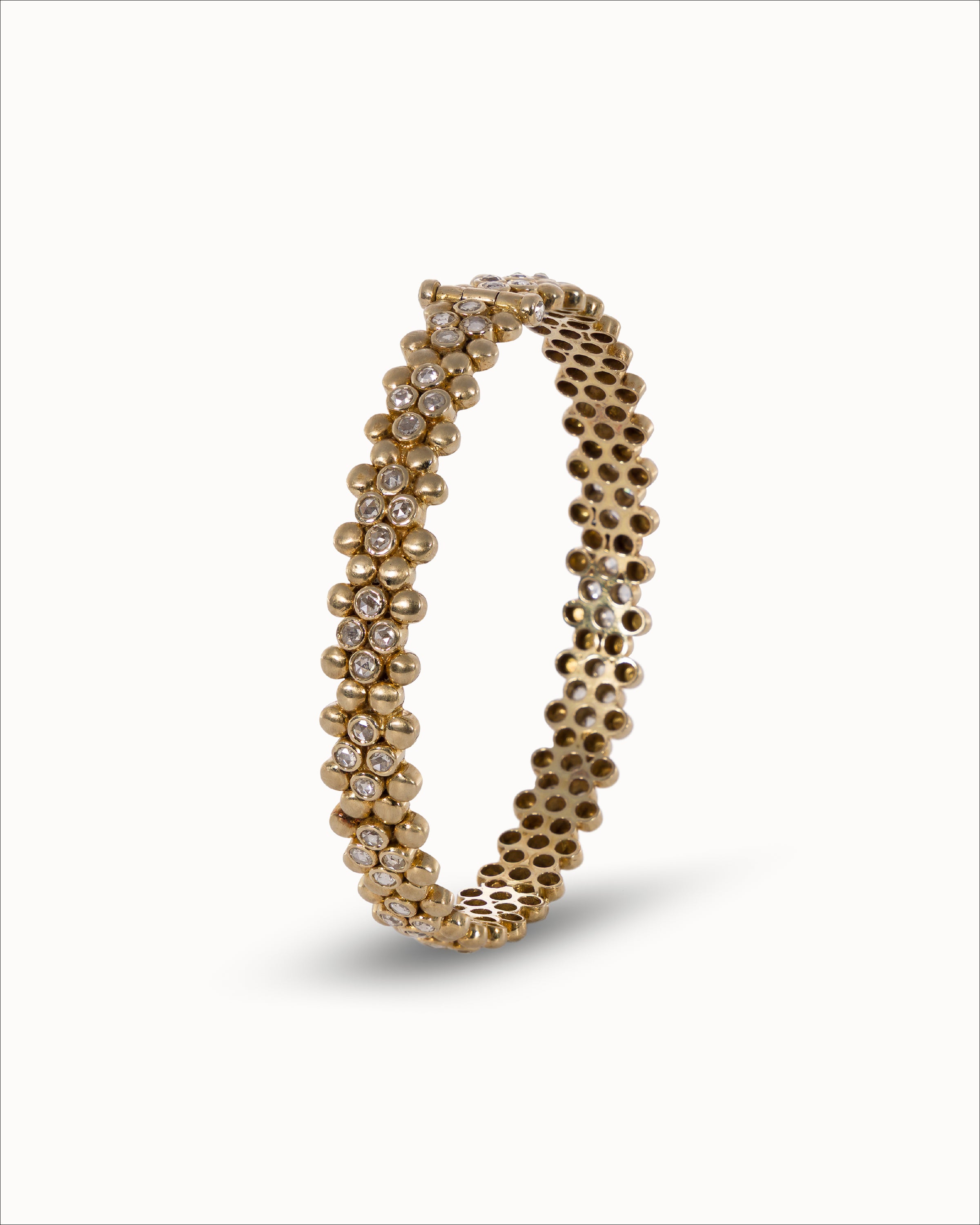 Ahalya Gold & Rose Cut Diamond Bracelet BR-XRCD-AA-03-0009 -Angled View