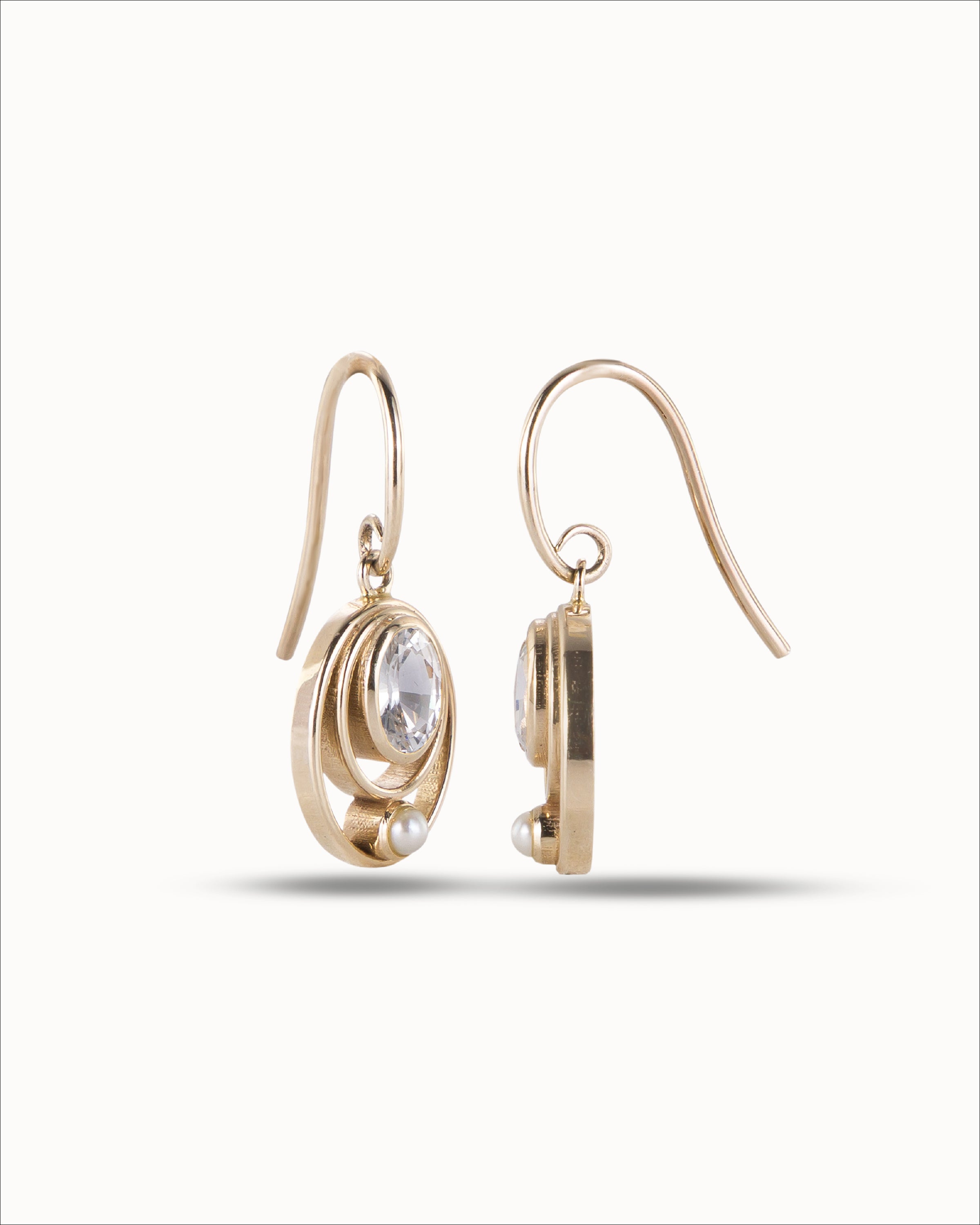 Ahalya Gold & White Sapphire Earrings HG-MXDS-AA-02-0013 - Angled View