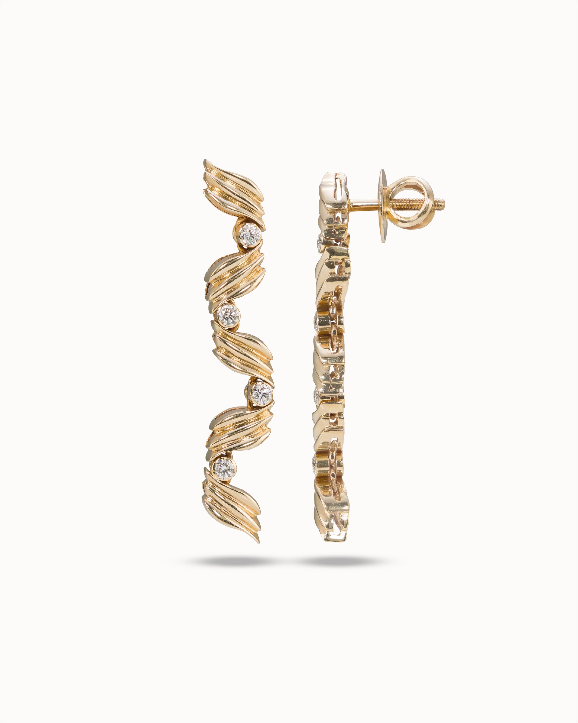 Ahalya Gold & Brilliant Cut Diamond Earrings HG-XBCD-AA-02-0070 - Screw View