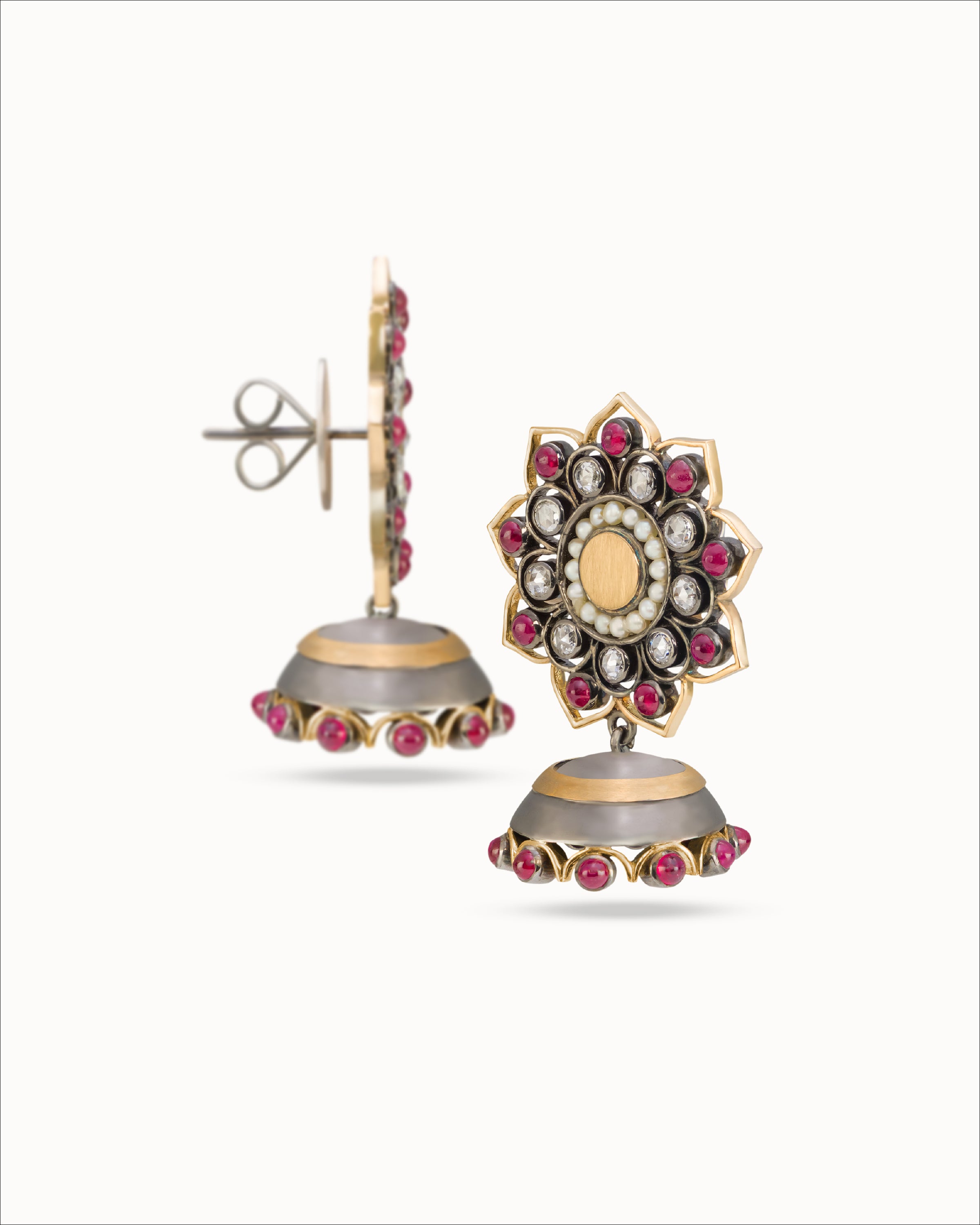 Ahalya Gold & Ruby Earrings JK-XRBY-AA-02-0111 - Detailed View