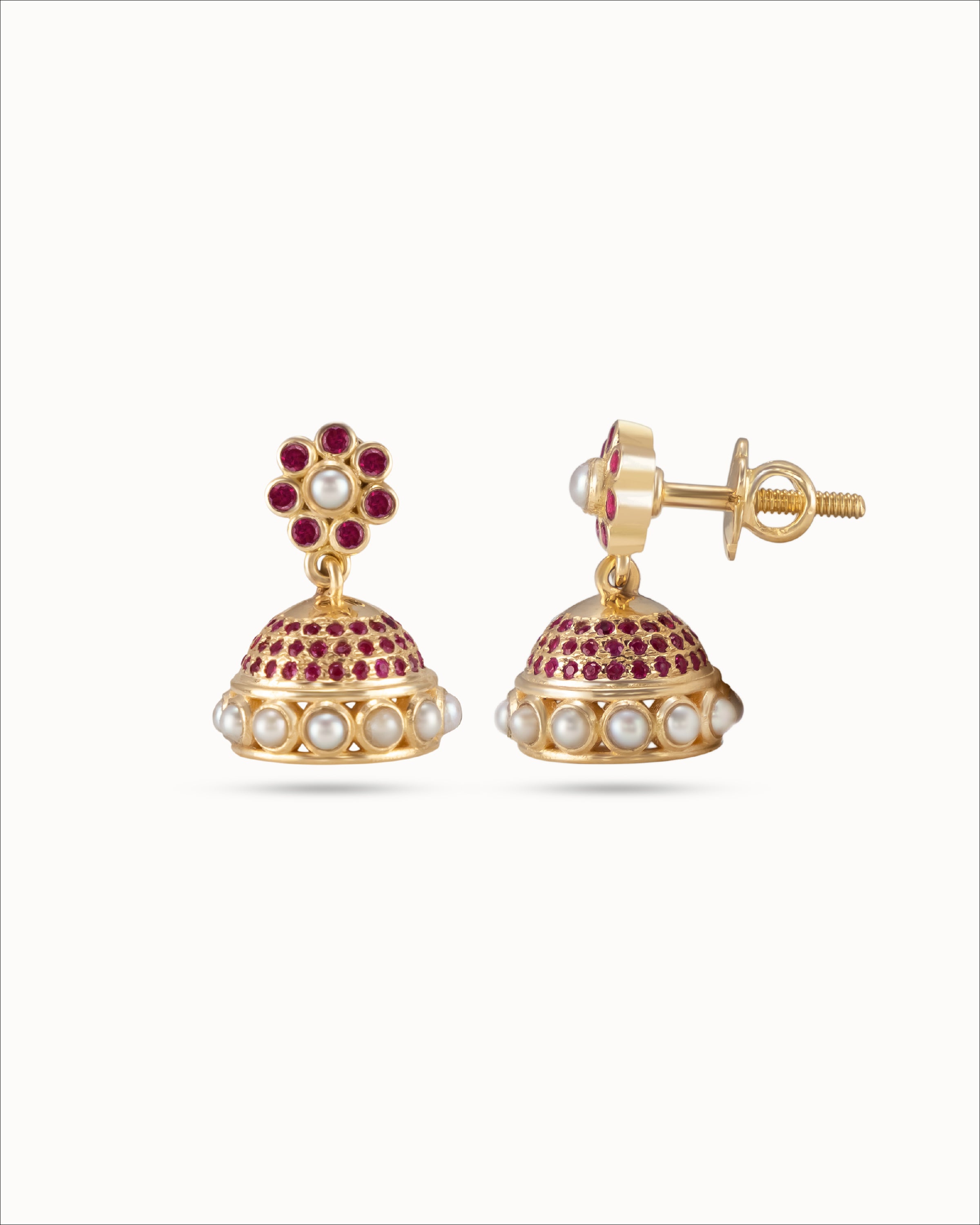 Ahalya Gold & Ruby Earrings JK-XRBY-AA-02-0142 - Screw View