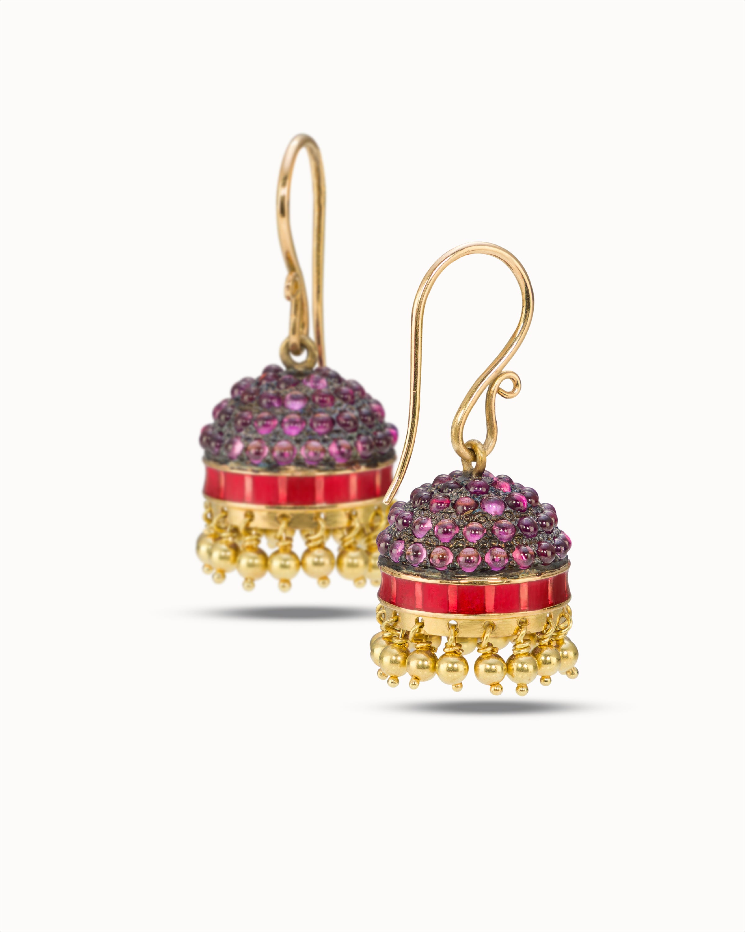 Ahalya Gold & Garnet Earrings JK-XXGT-AA-02-0051 - Detailed View