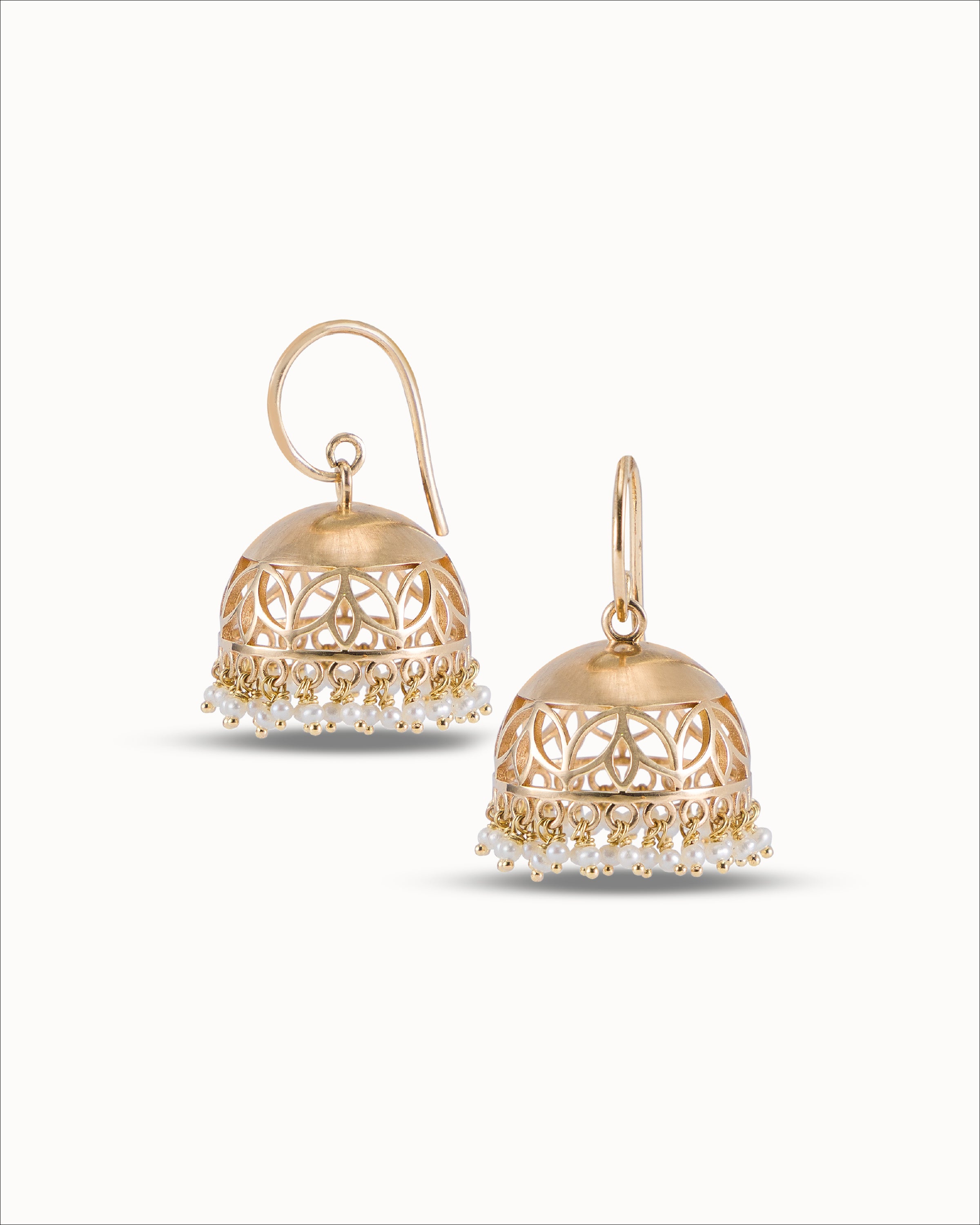 Ahalya Gold & Pearl Earrings JK-XXPL-AA-02-0001 - Hook View