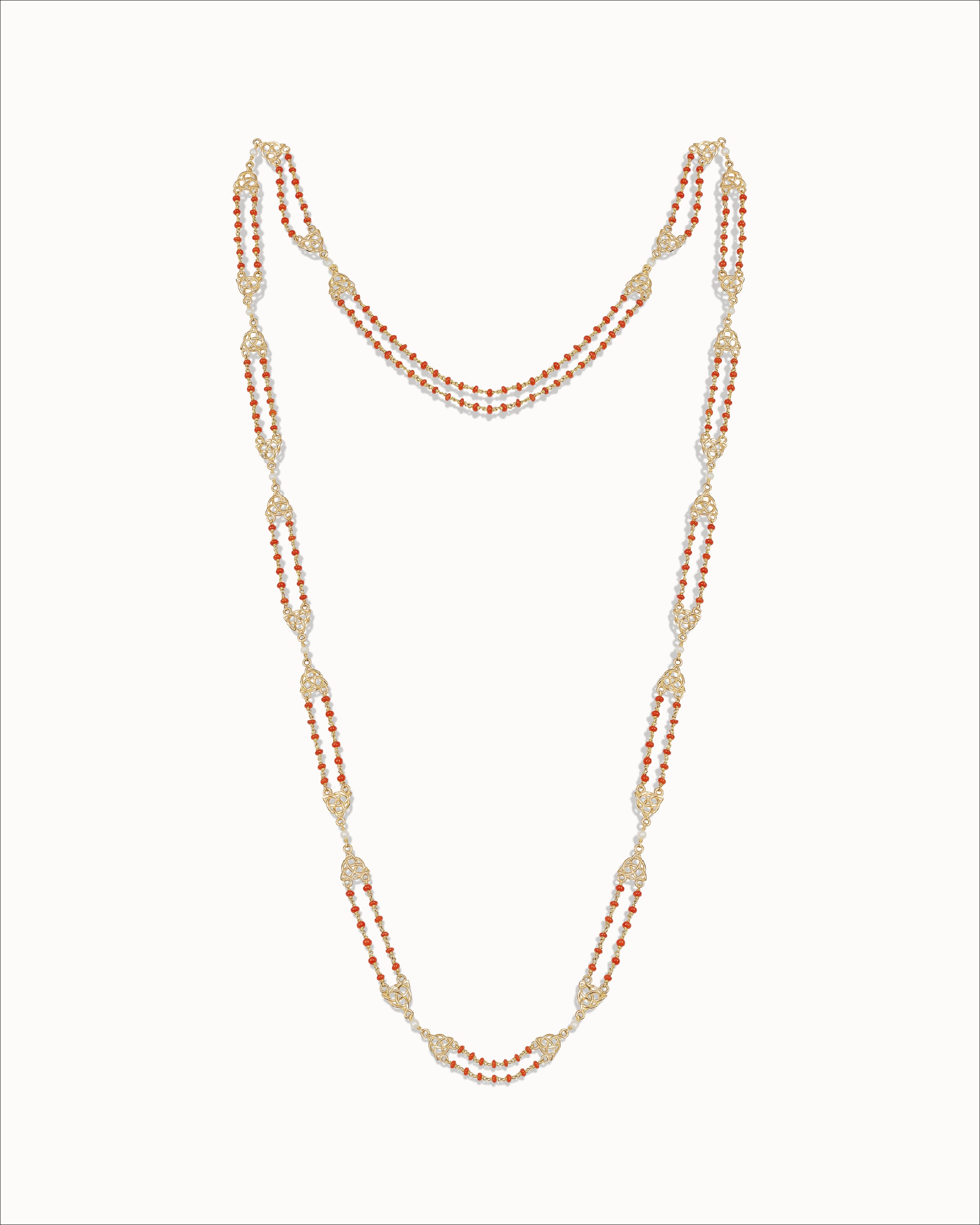 Ahalya Gold & Coral Necklace LC-XCRL-AA-01-0046 - Full View