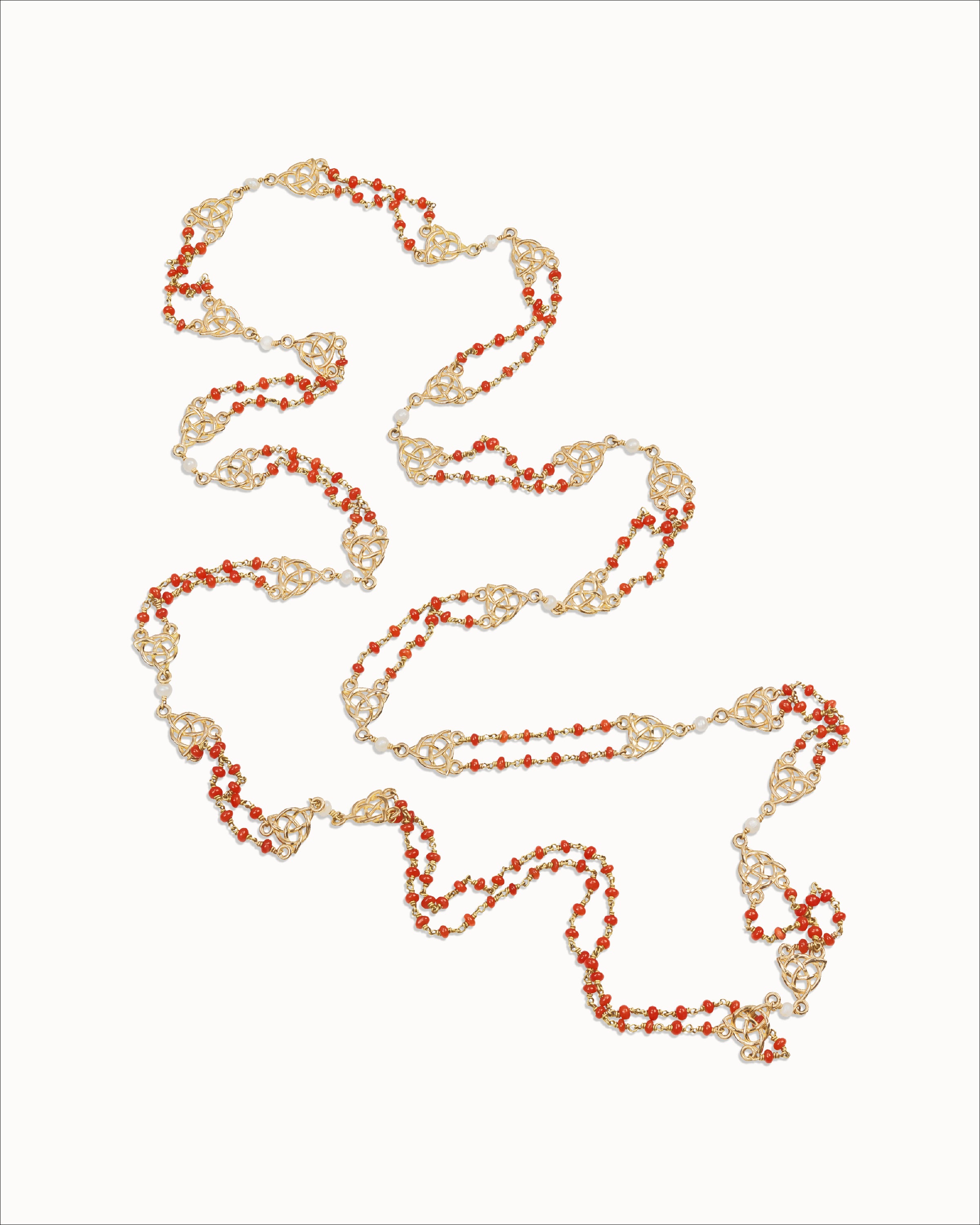 Ahalya Gold & Coral Necklace LC-XCRL-AA-01-0046 - Detailed View