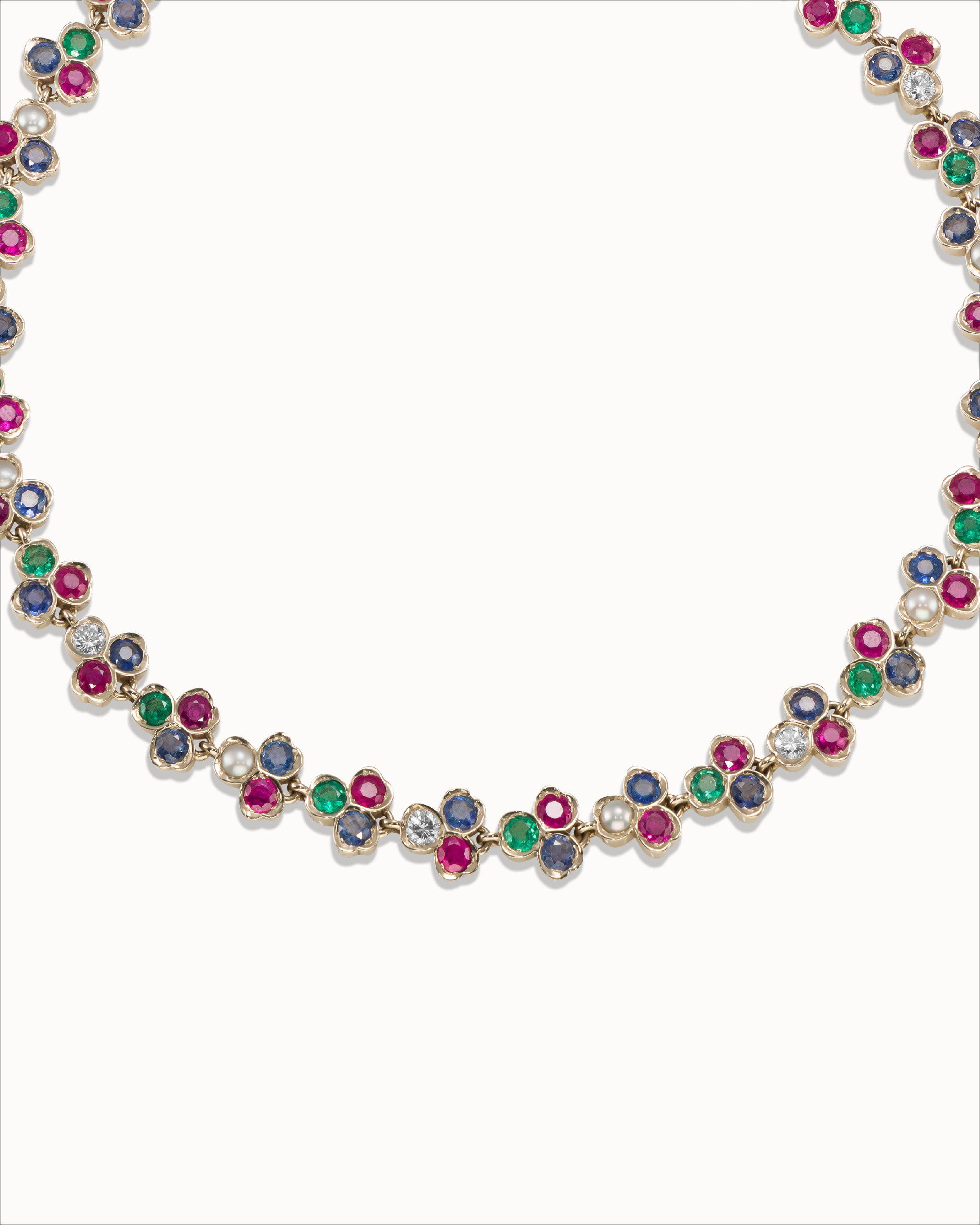 Ahalya Gold & Mixed Stones Necklace NE-MXDS-AA-01-0014 - Detailed Stone View