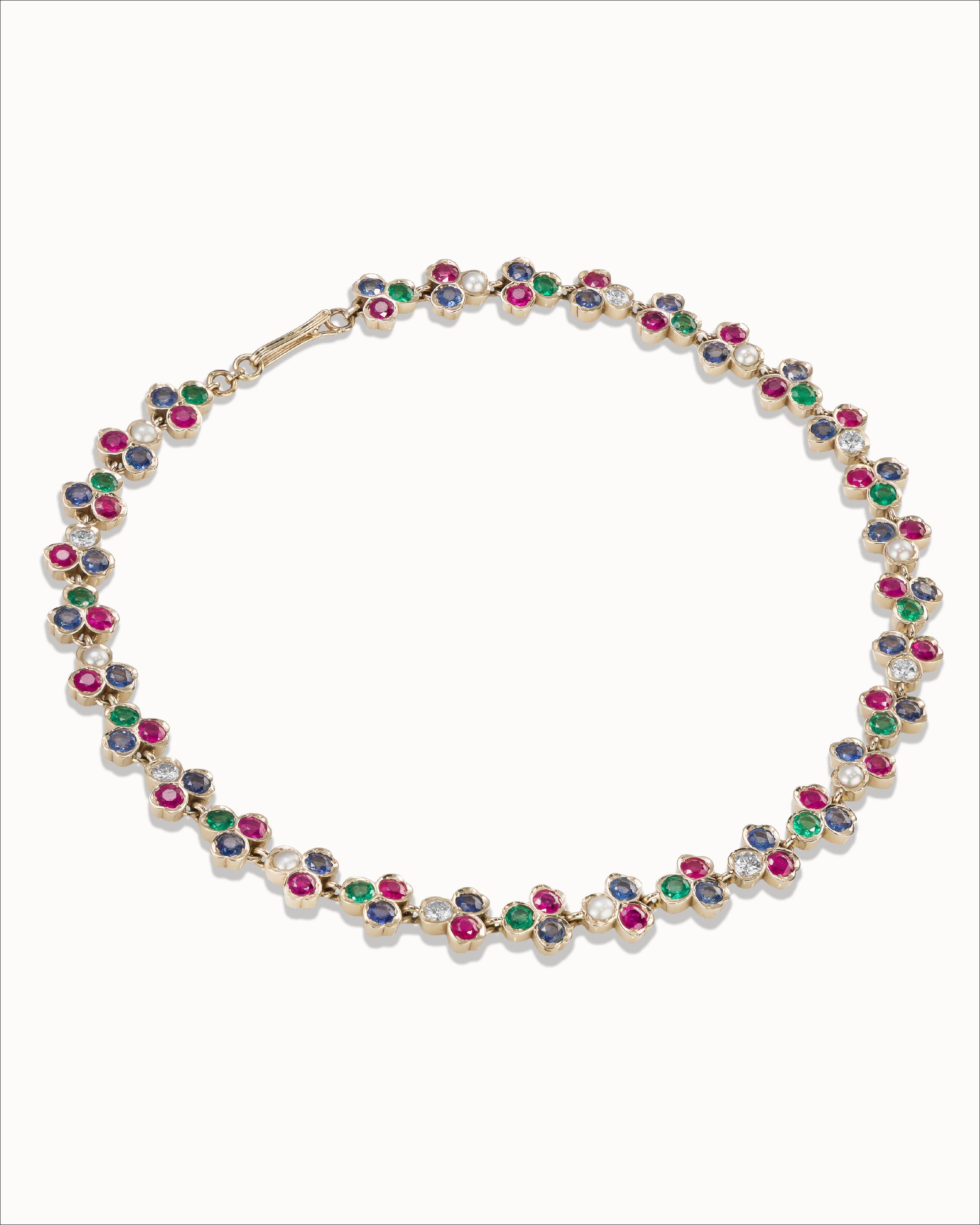 Ahalya Gold & Mixed Stones Necklace NE-MXDS-AA-01-0014 - Angled View