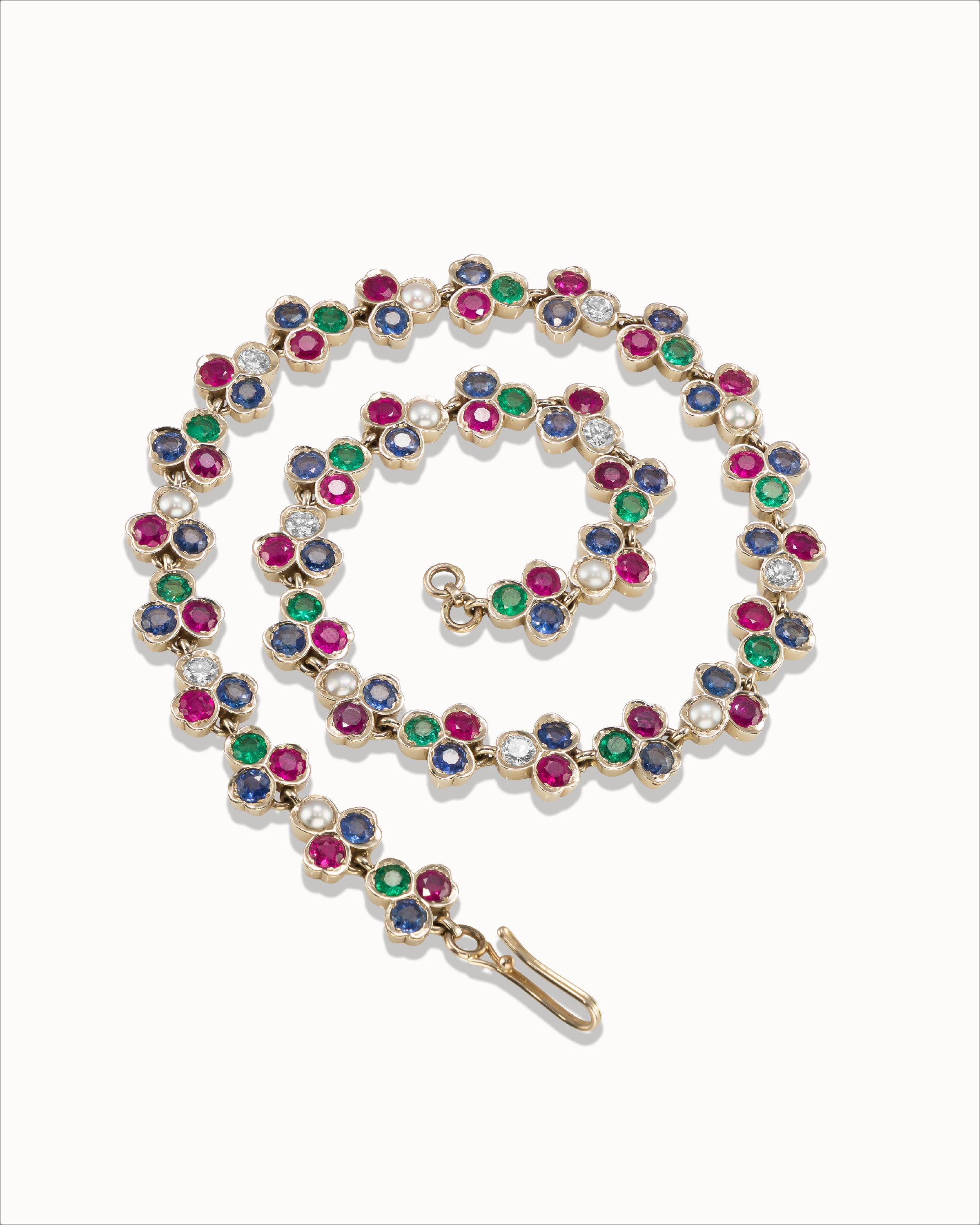 Ahalya Gold & Mixed Stones Necklace NE-MXDS-AA-01-0014 - Full View