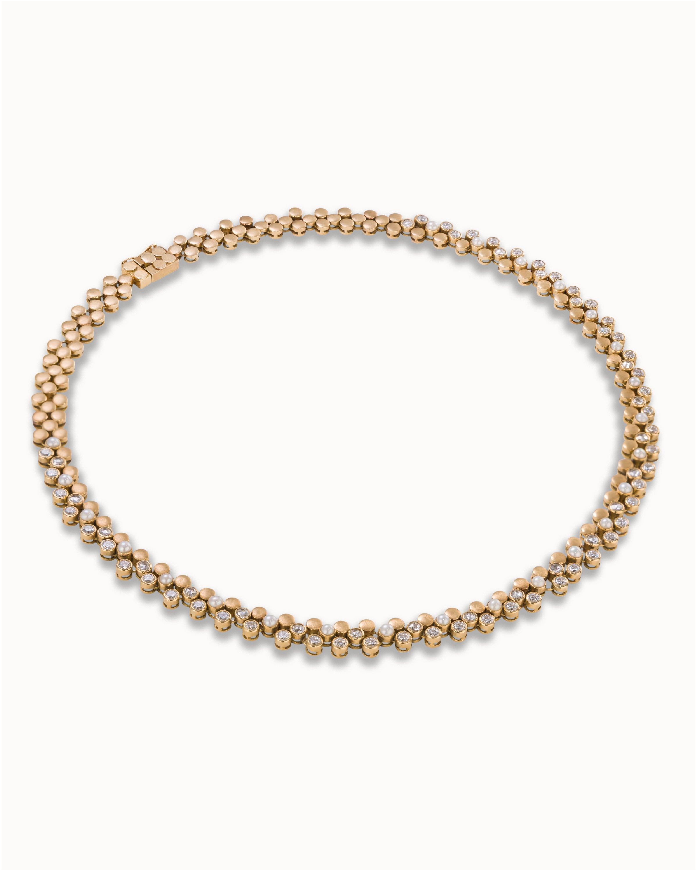 Ahalya Gold & Brilliant Cut Diamond Necklace NE-XBCD-AA-01-0011 - Angled View