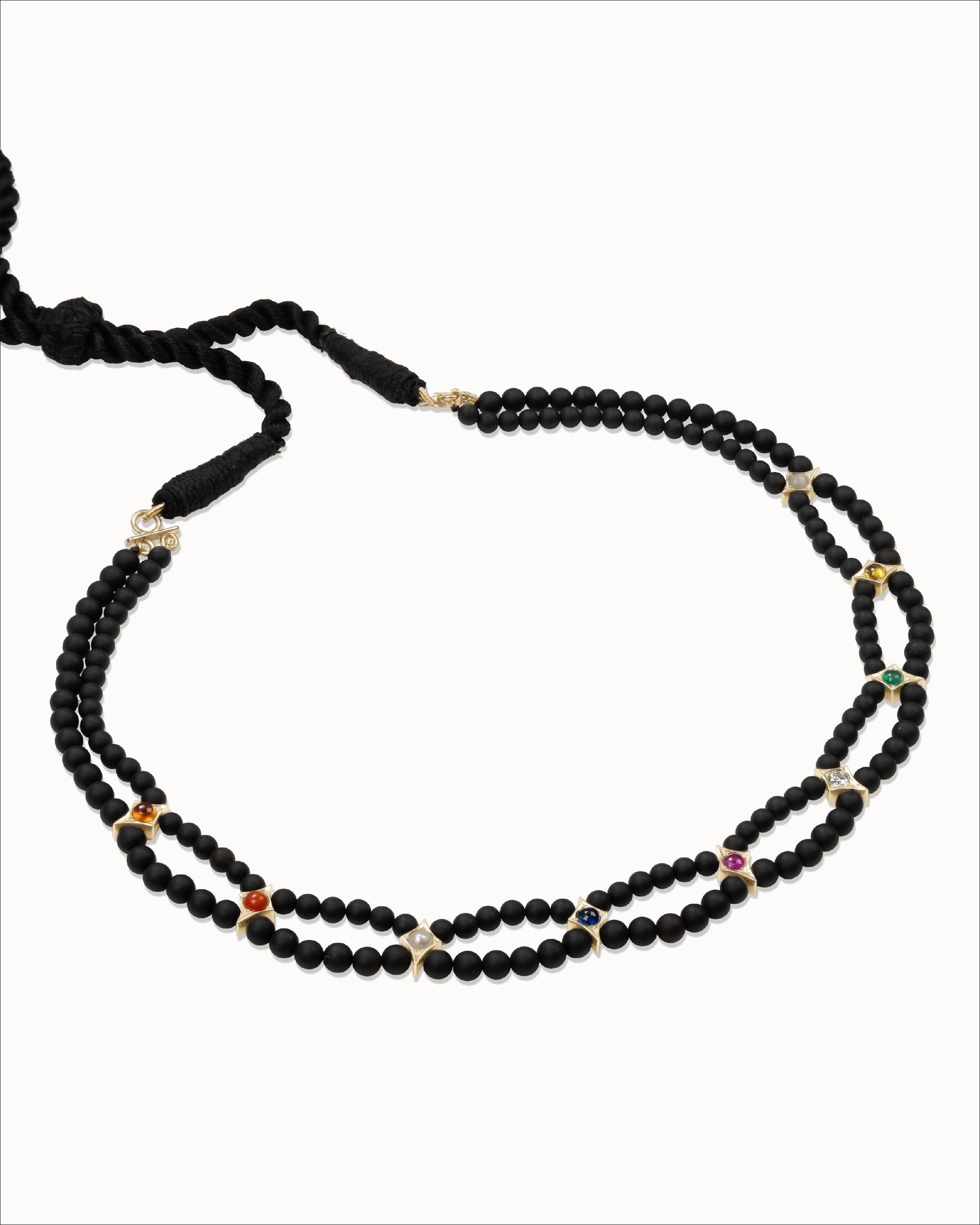 Ahalya Gold & Navaratna Necklace NE-XNRT-AA-01-0053 - Angled View