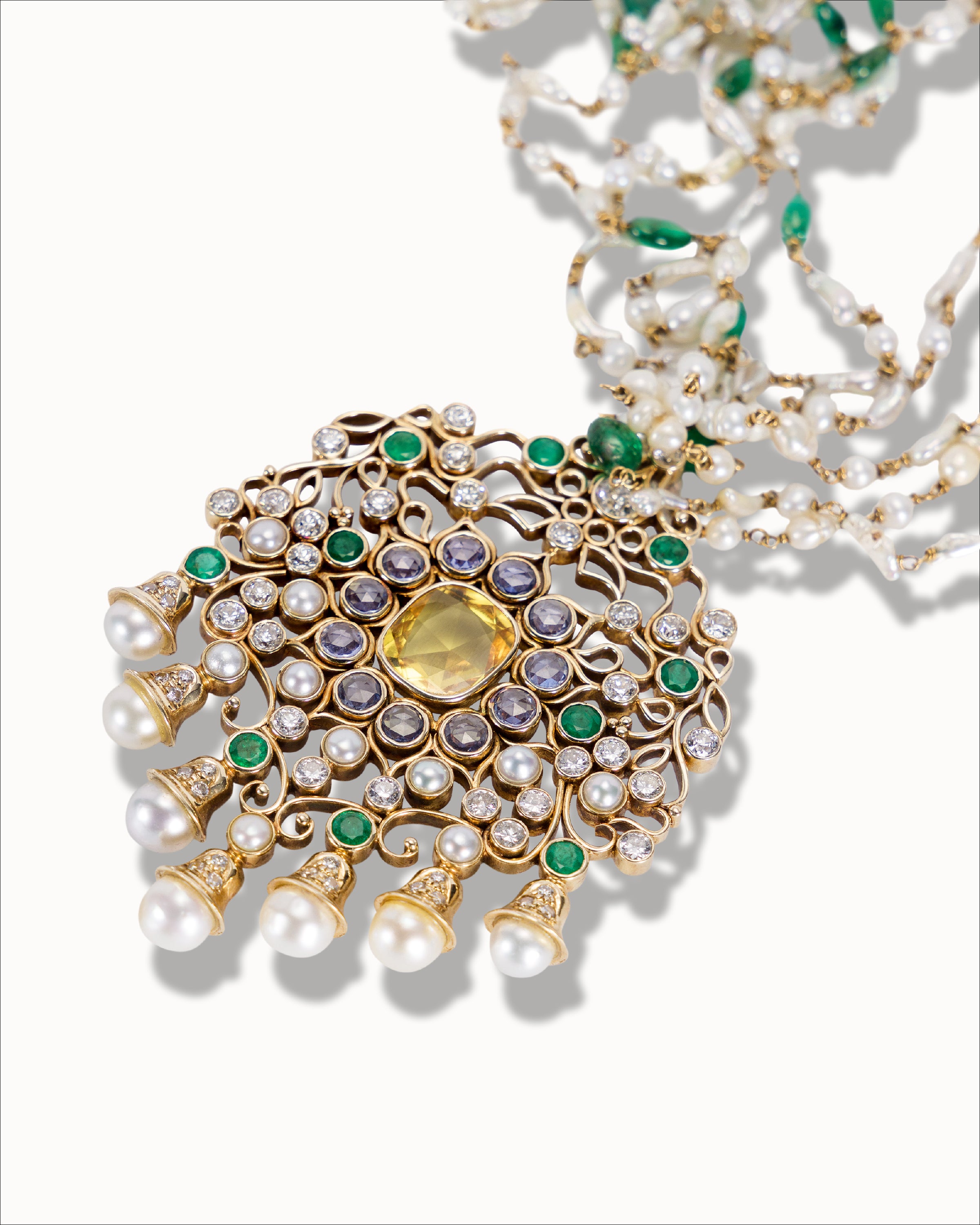 Ahalya Gold & Yellow Sapphire Necklace PD-MXDS-AA-01-0005 - Pendant View