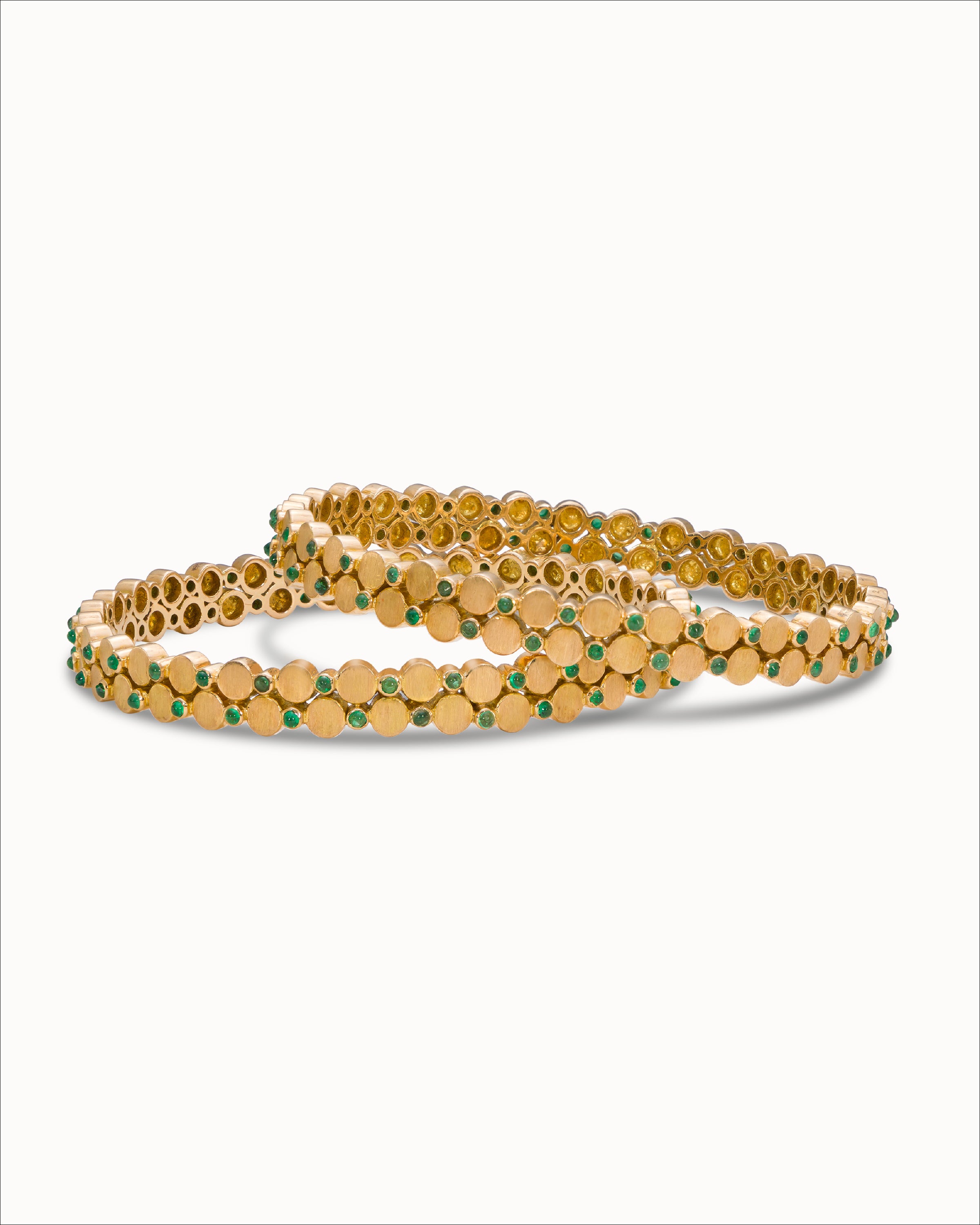 Ahalya Gold & Emerald Bangle SB-XEML-AA-03-0013 - Angled View