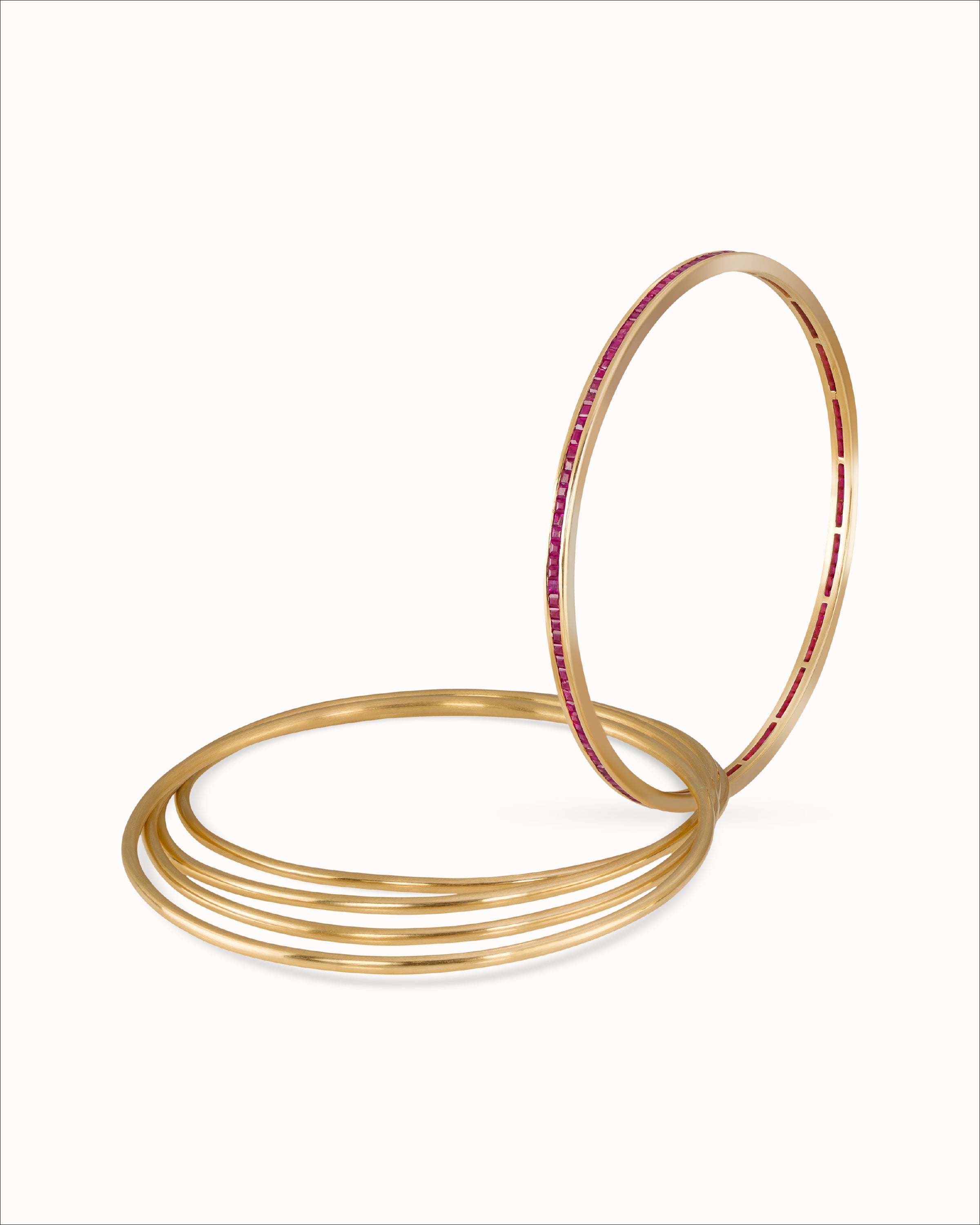 Ahalya Gold & Ruby Bangle BB-XRBY-AA-03-0029 - Detailed View