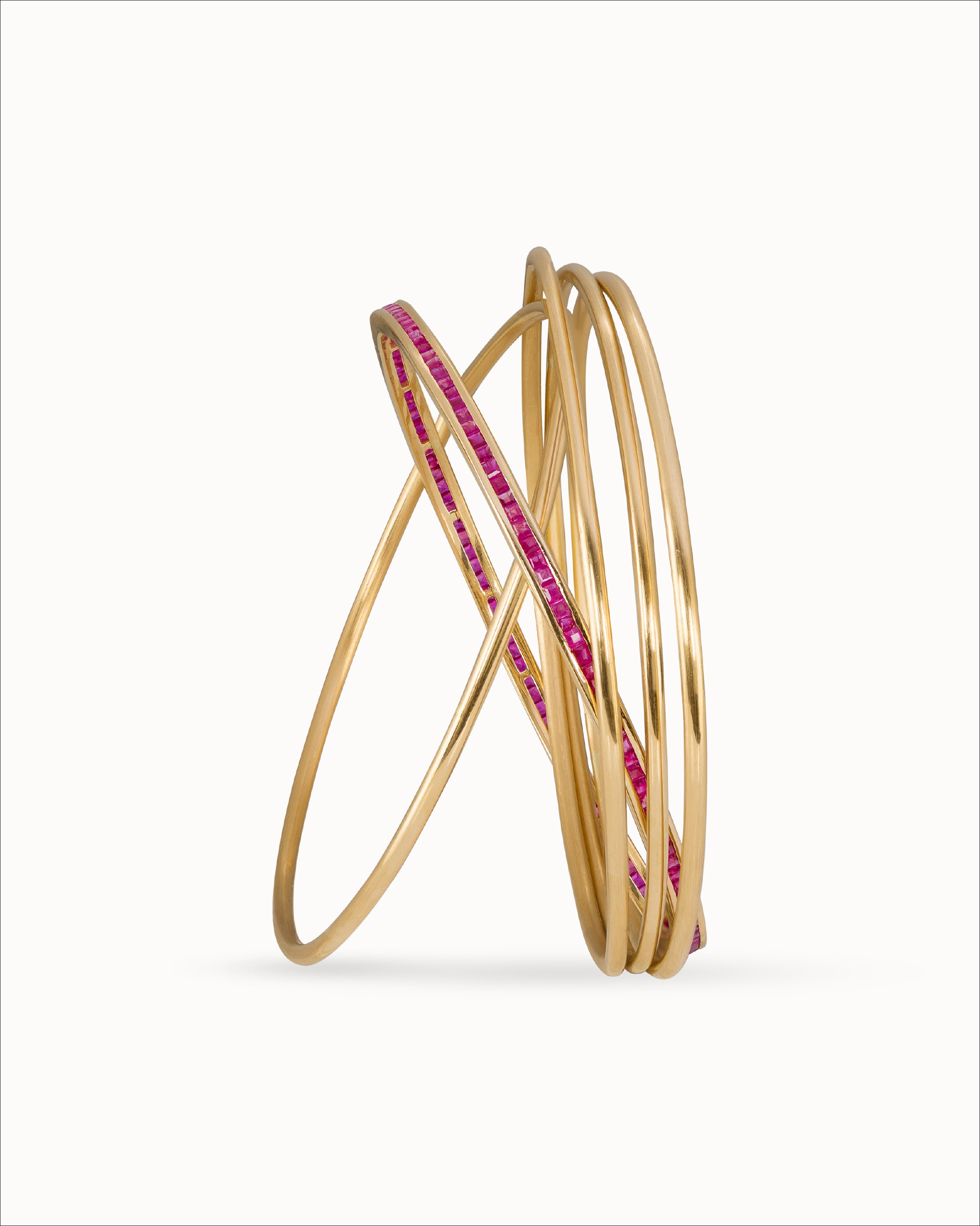 Ahalya Gold & Ruby Bangle BB-XRBY-AA-03-0029 - Angled View