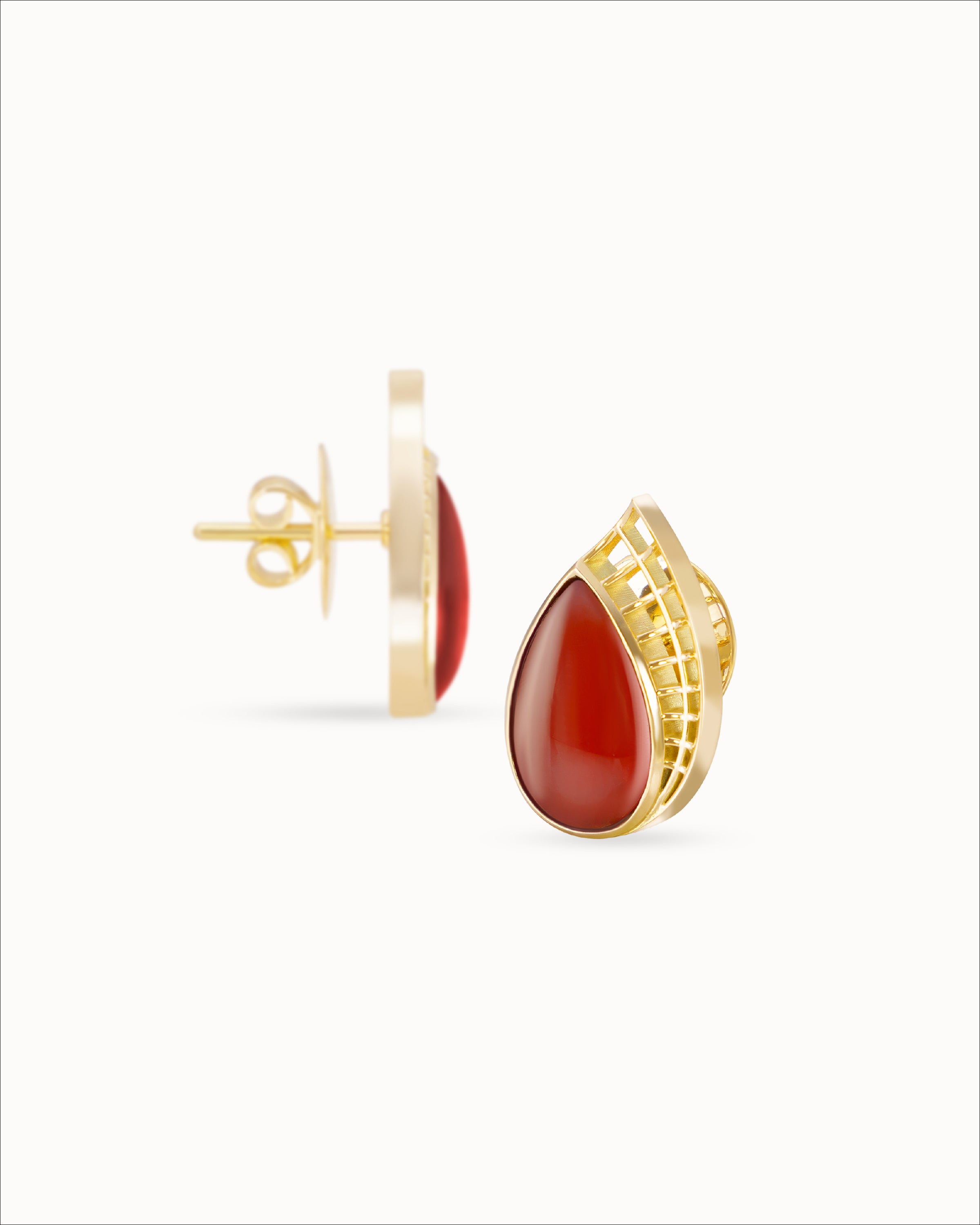 Ahalya Gold & Red Onyx Earrings SD-ONYX-AA-02-0125 - Detailed View