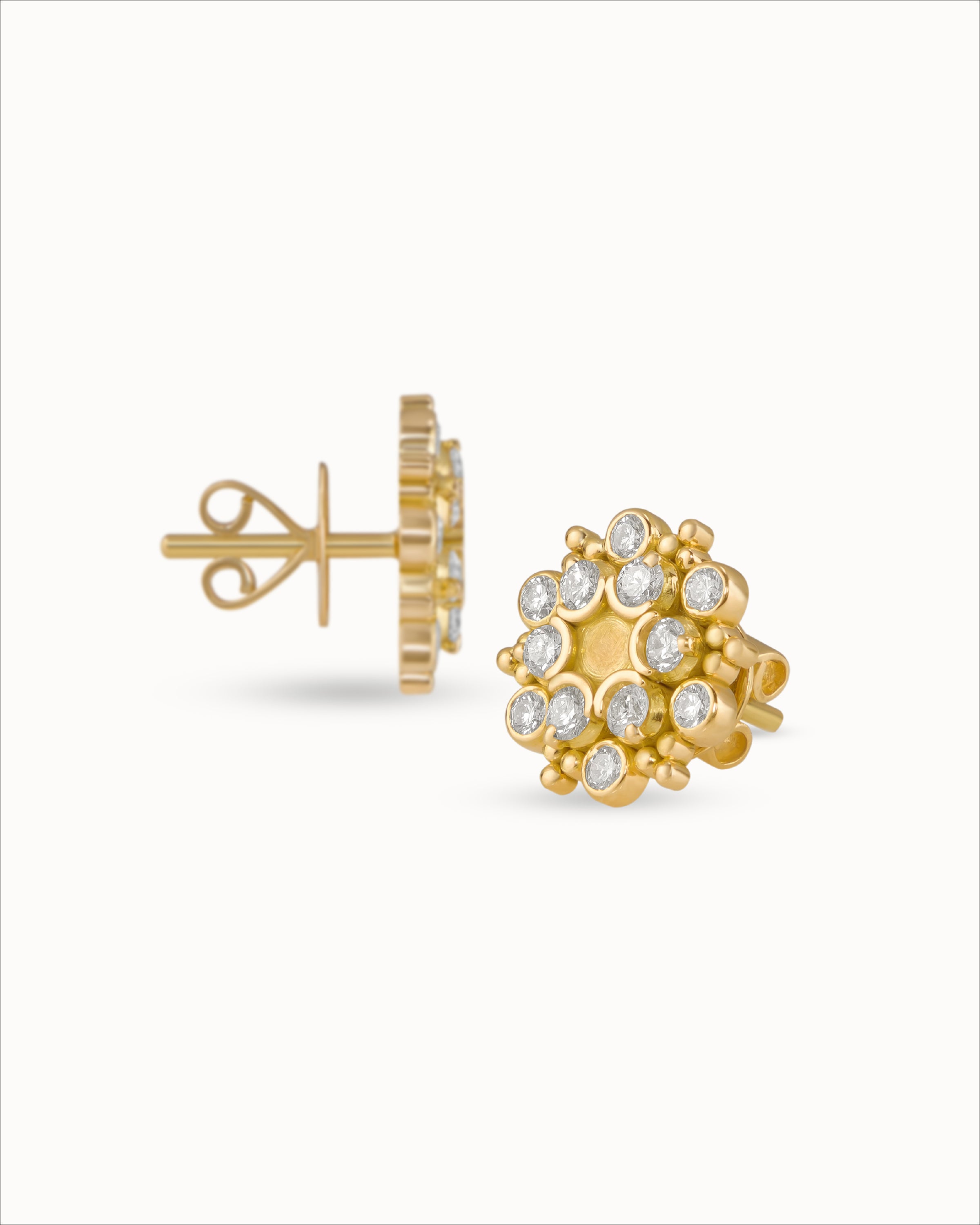 Ahalya Gold & Brilliant Cut Diamond Earrings SD-XBCD-AA-02-0133 - Detailed View