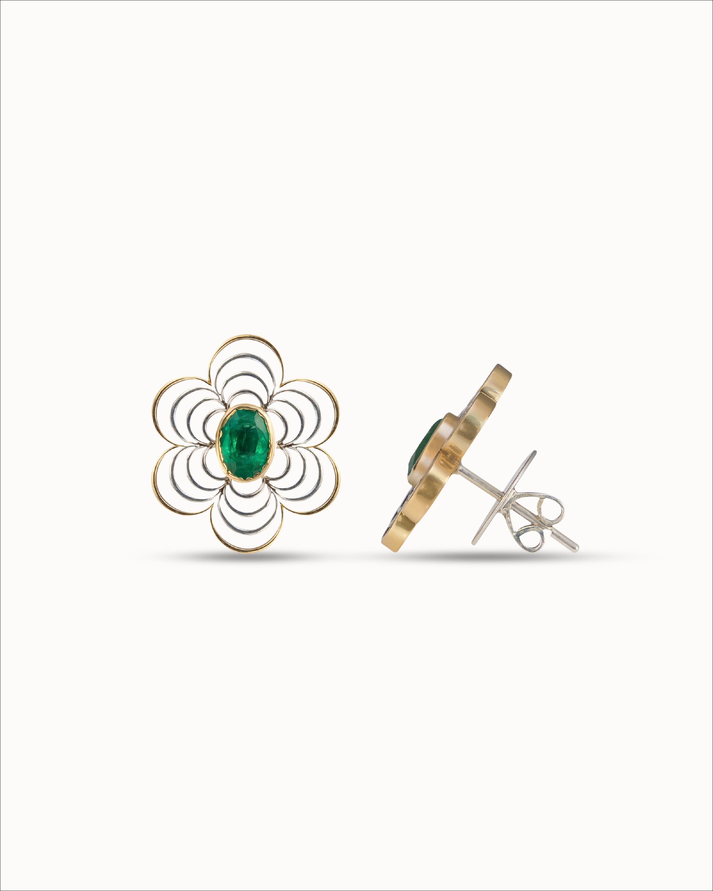 Ahalya Gold & Emerald Earrings SD-XEML-AA-02-0088 - Screw View