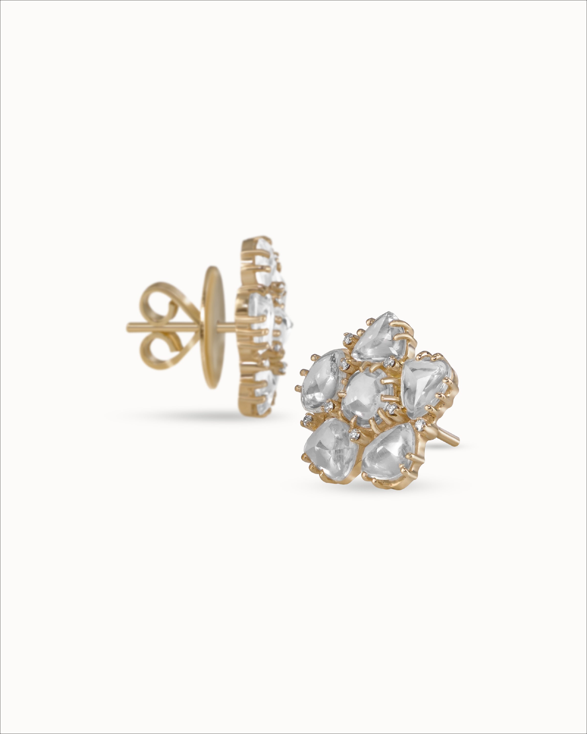 Ahalya Gold & White Sapphire Earrings SD-XSPR-AA-02-0134 - Detailed View