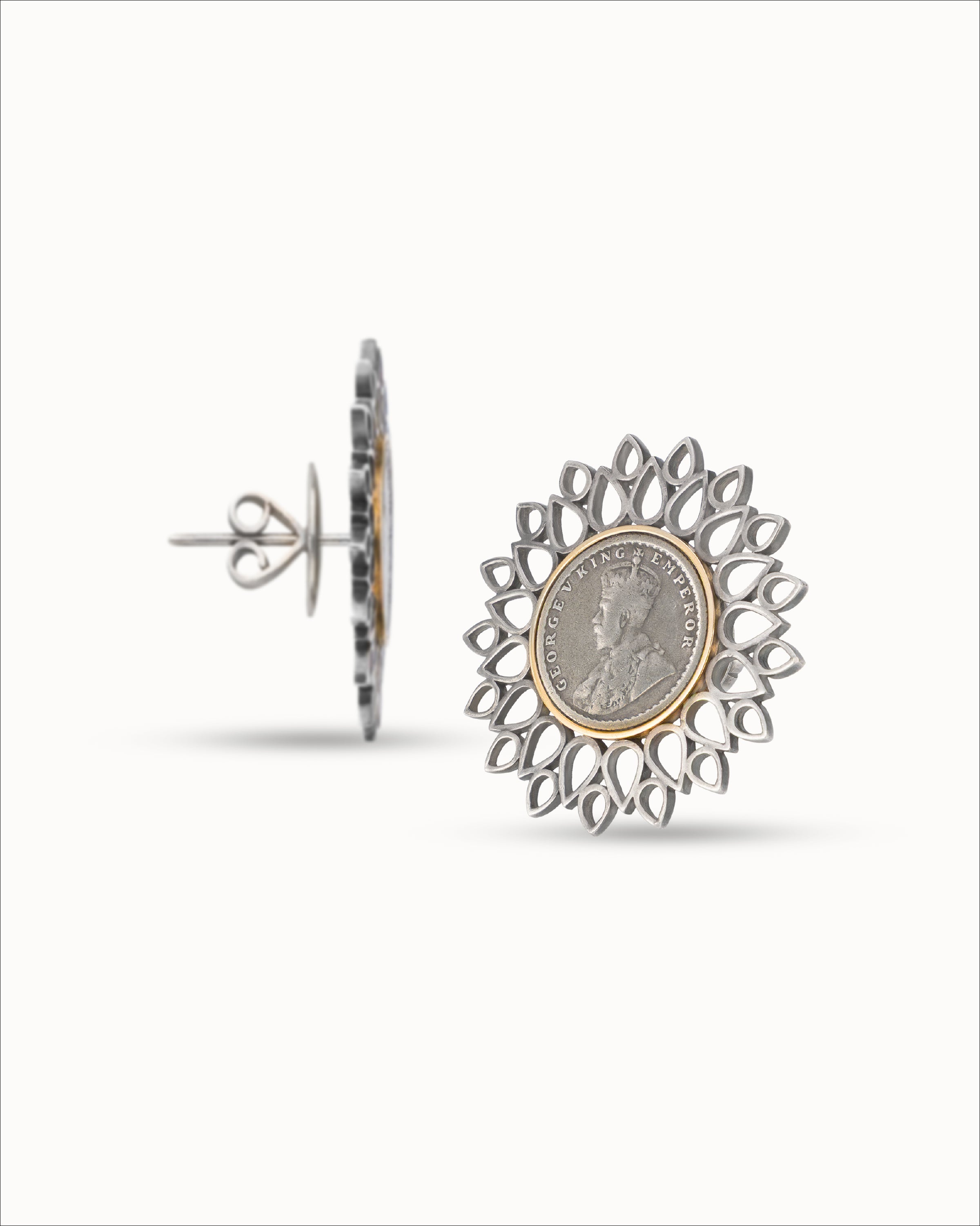 Ahalya Gold & Silver Coin Earrings SD-XXCN-AA-02-0095 - Detailed View