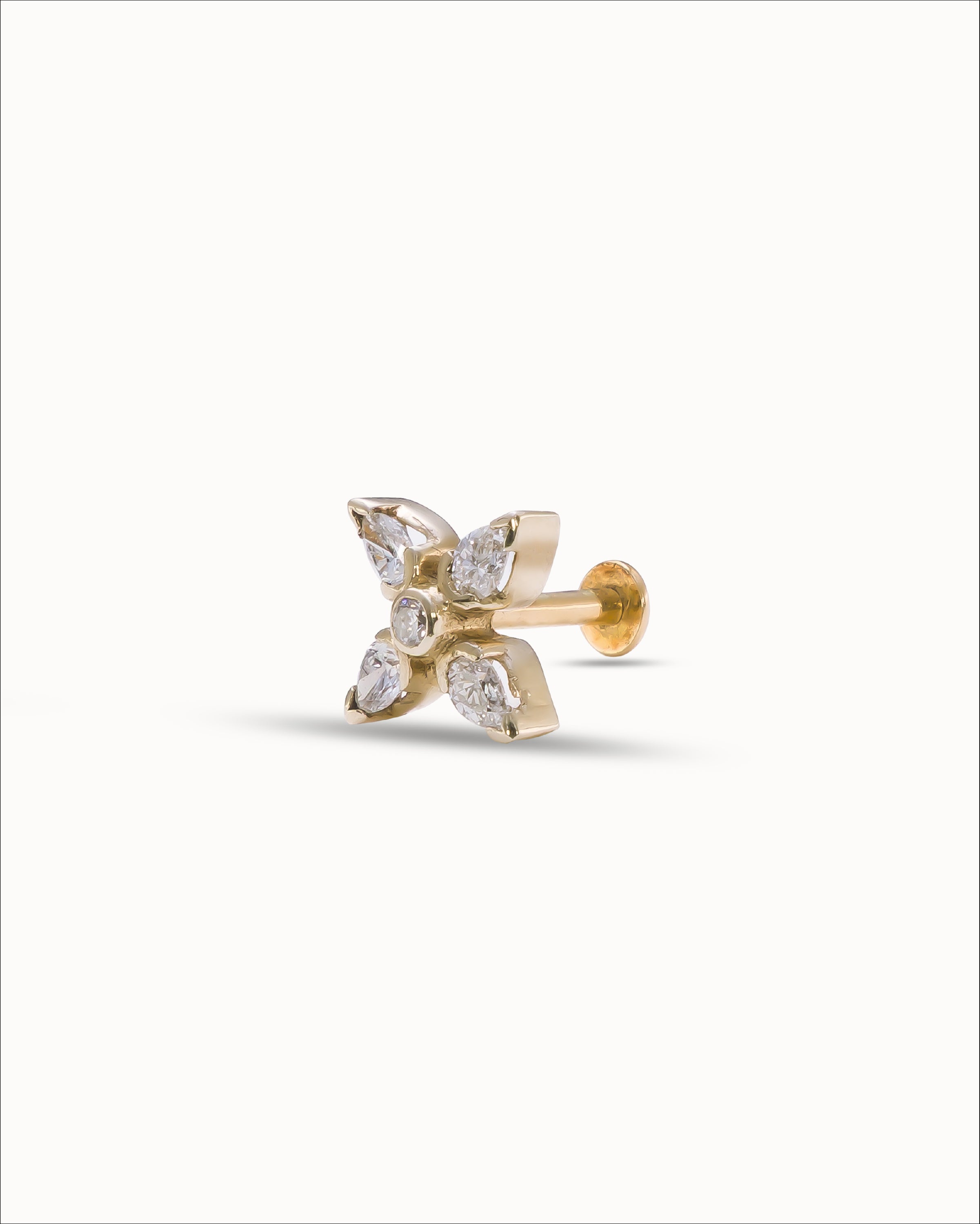 Ahalya Gold & Brilliant Cut Diamond Nosepin SM-XBCD-AA-05-0011 - Side View