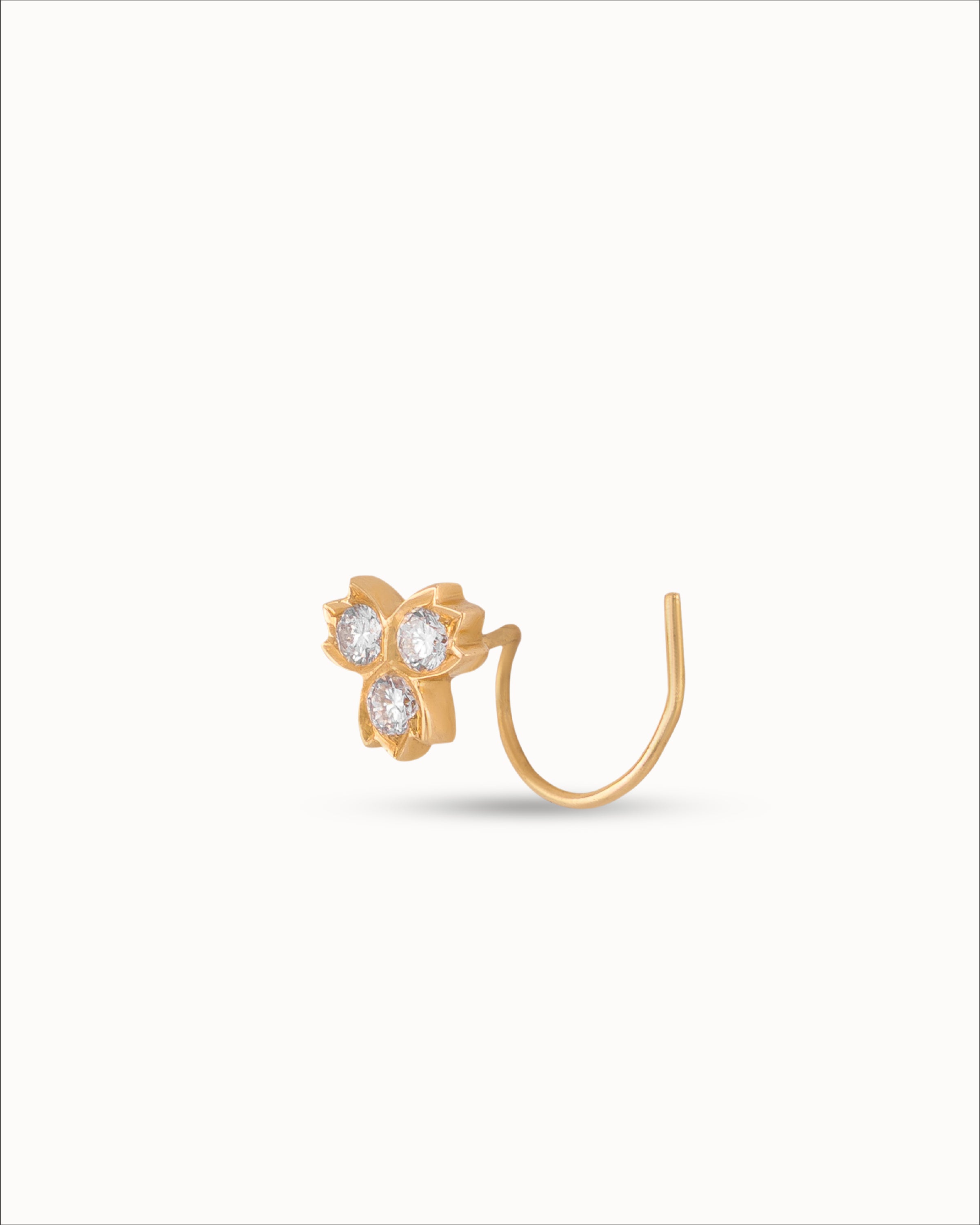 Ahalya Gold & Brilliant Cut Diamond Nosepin WR-XBCD-AA-05-0059 - Side View