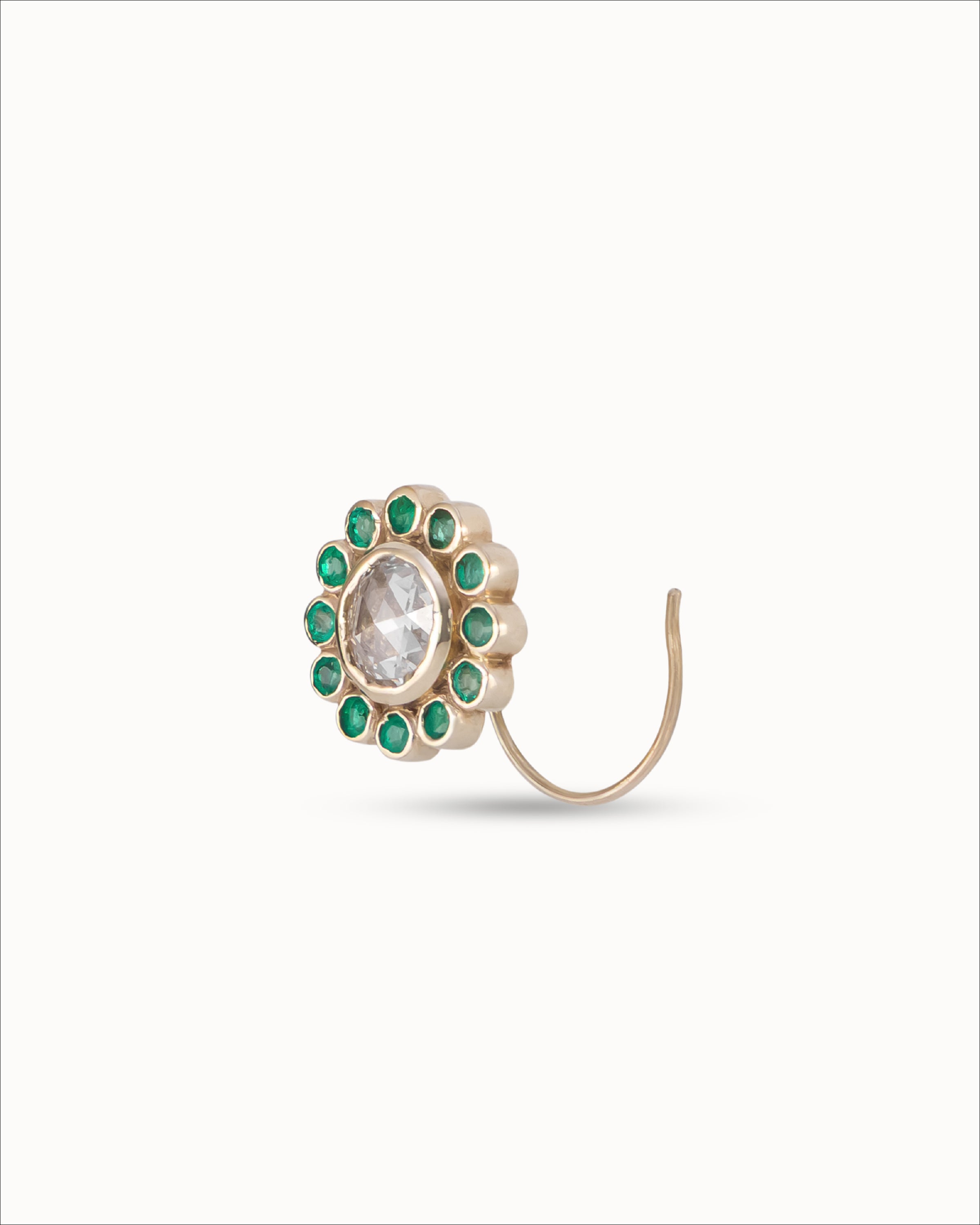 Ahalya Gold & Rose-cut Diamond Nosepin WR-XRCD-AA-05-0060 - Side View