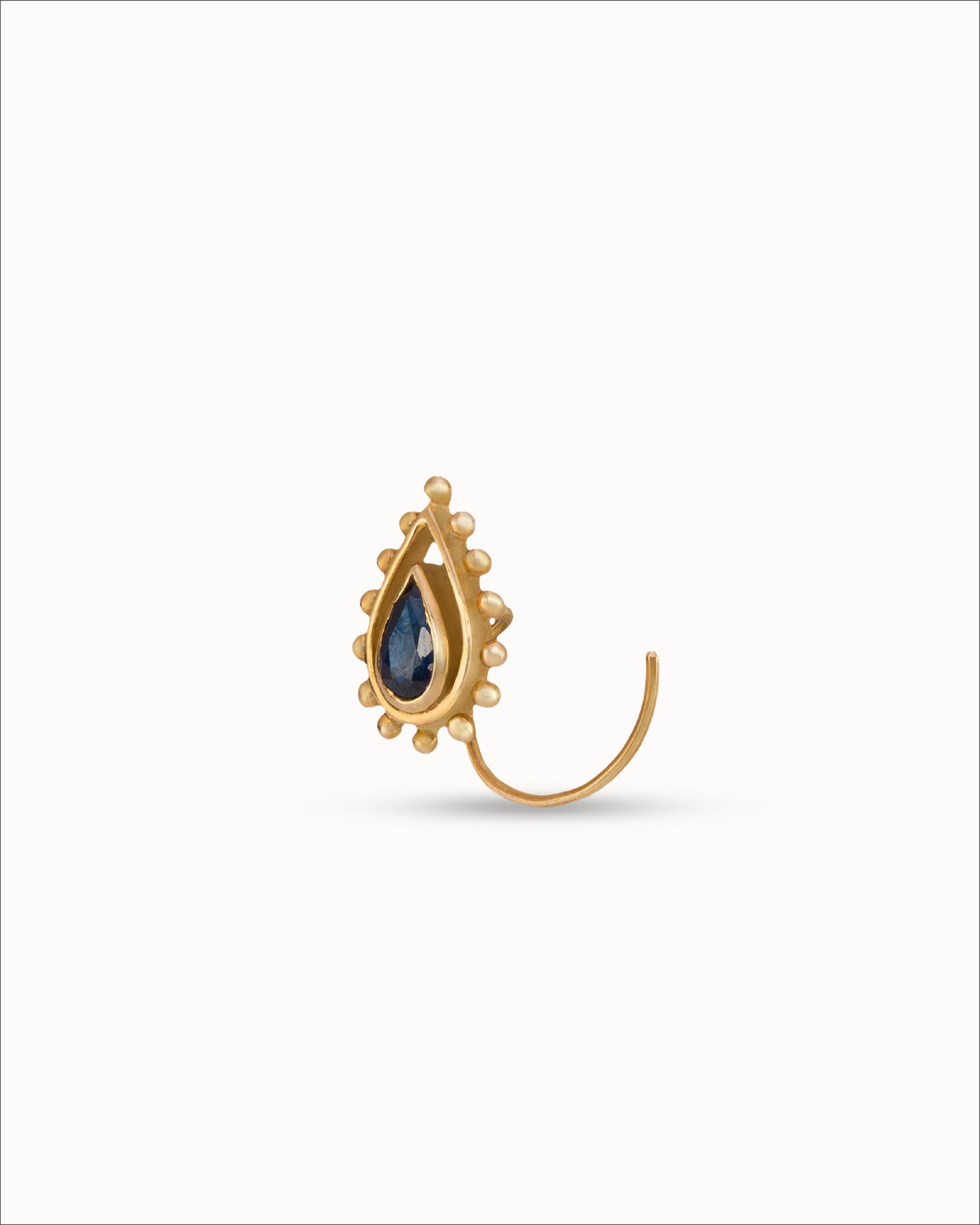 Ahalya Gold & Blue Sapphire Nosepin WR-XSPR-AA-05-0044 - Detailed View